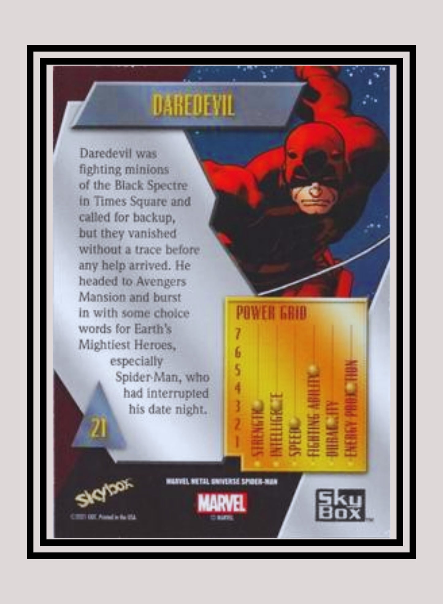 Marvel! 1x Daredevil - Base Low Series (#021 - 2021 Upper Deck Spiderman Metal Universe)