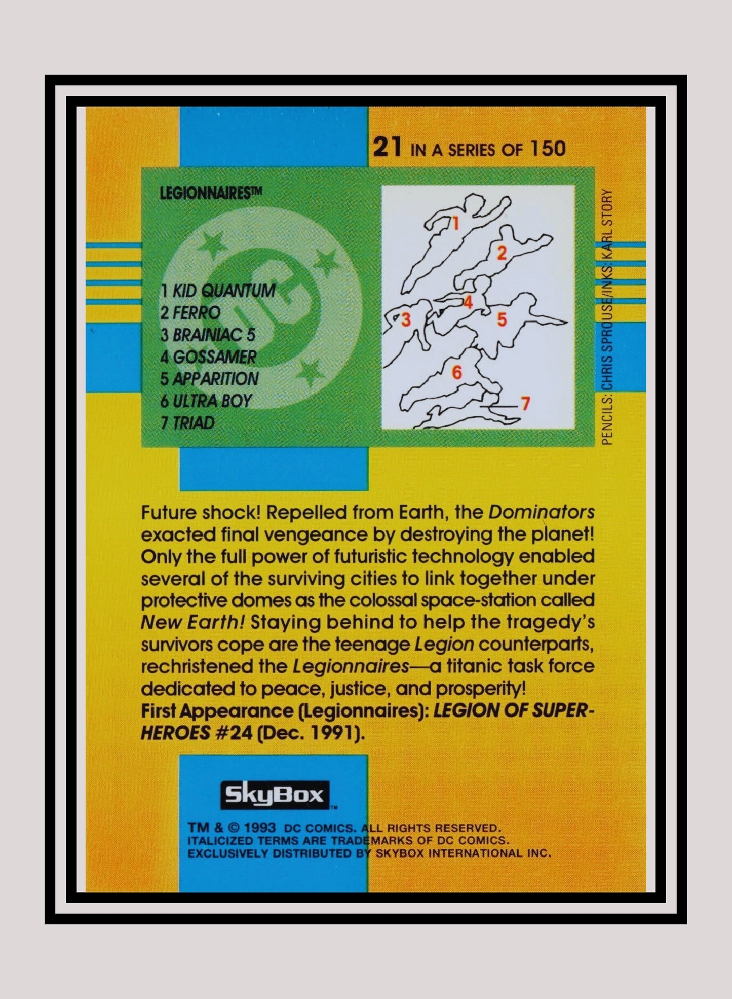 DC! 1x Legionnaires - Base (#021 - 1993 Skybox DC Cosmic Teams)