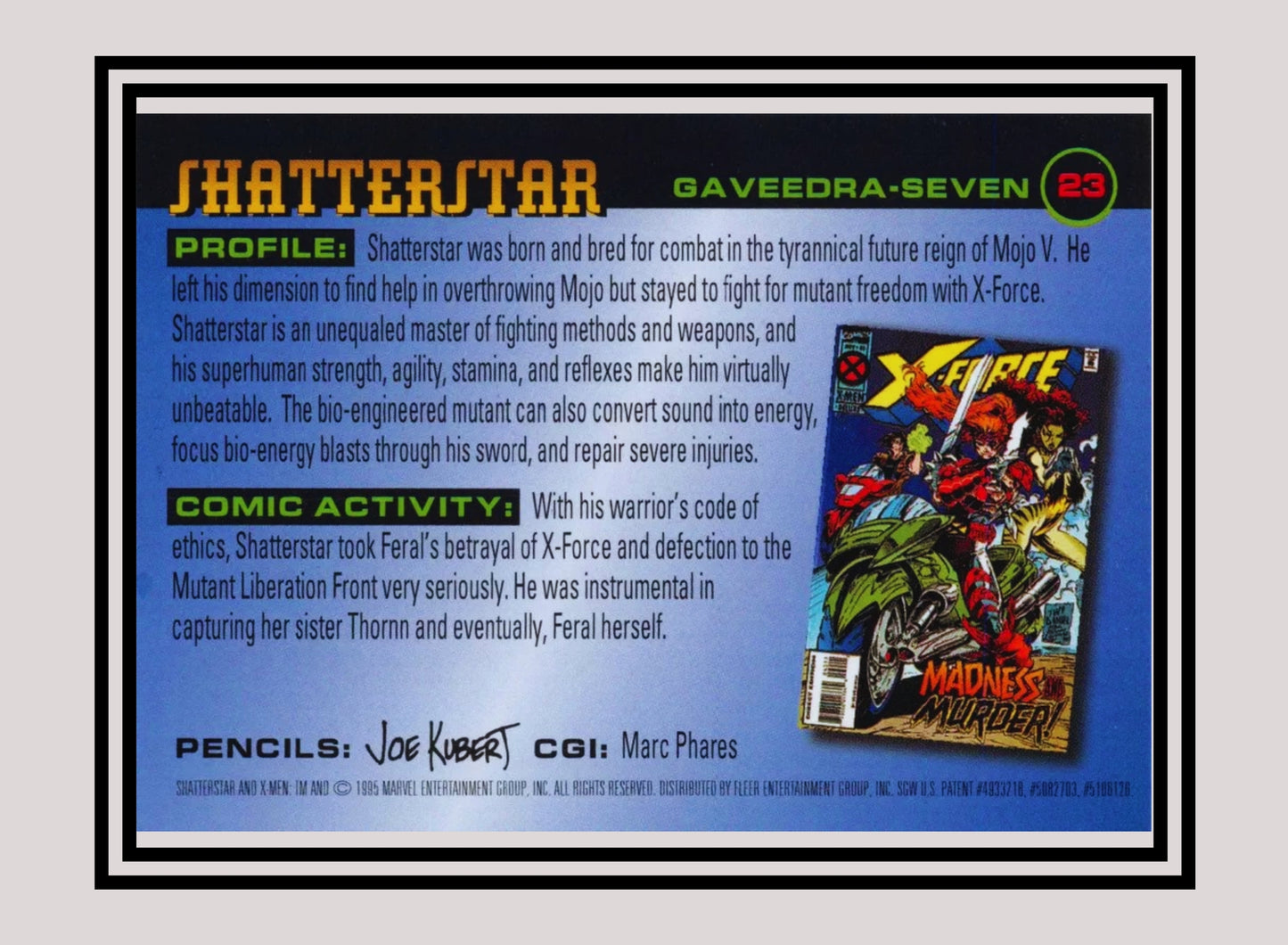 Marvel! 1x Shatterstar - Base (#023 - 1996 Fleer X Men)