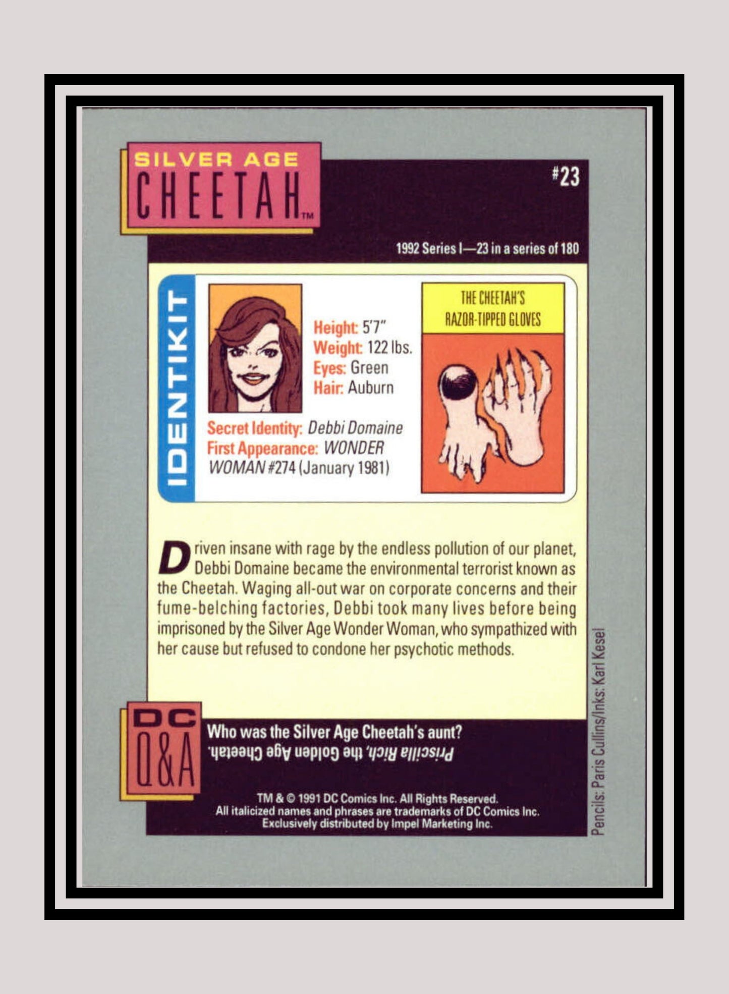 DC! 1x Silver Age Cheetah - Base (#023 - 1991 Impel DC Cosmic Cards)