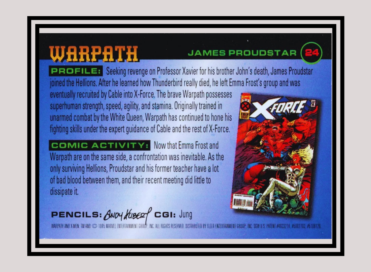 Marvel! 1x Warpath - Base (#024 - 1996 Fleer X Men)