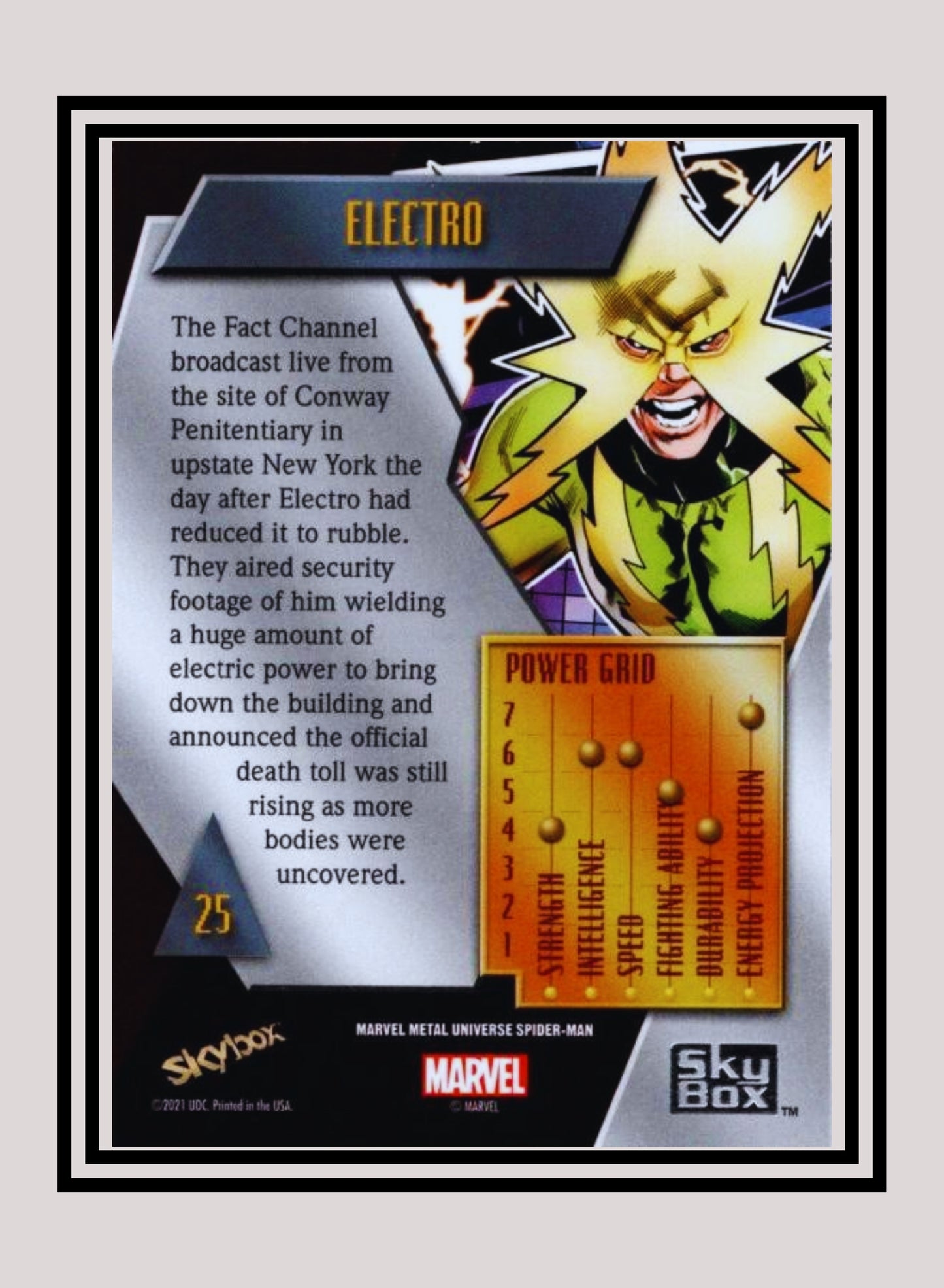 Marvel! 1x Electro - Base Low Series (#025 - 2021 Upper Deck Spiderman Metal Universe)