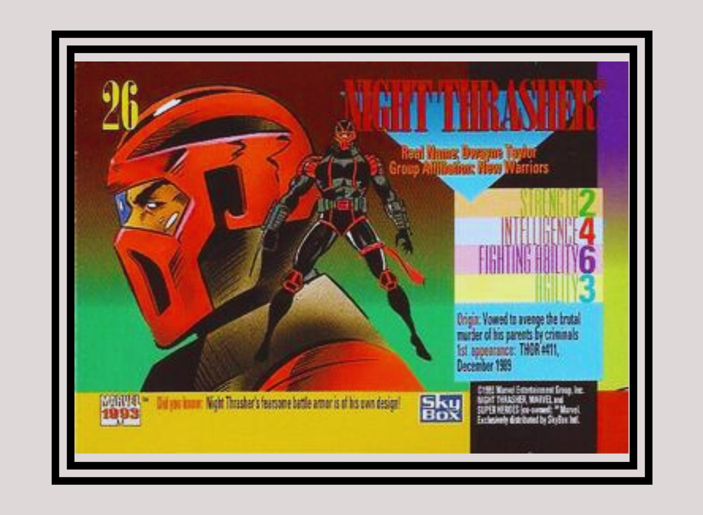 Marvel! 1x Night Thrasher - Base (#026 - 1993 Skybox Marvel Universe Series 4)