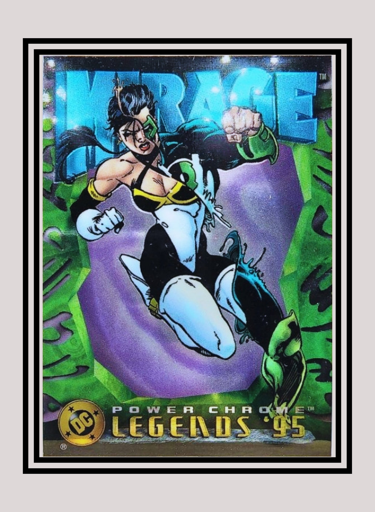 DC! 1x Mirage - Power Chrome (#028 - 1995 SkyBox DC Power Chrome Legends)