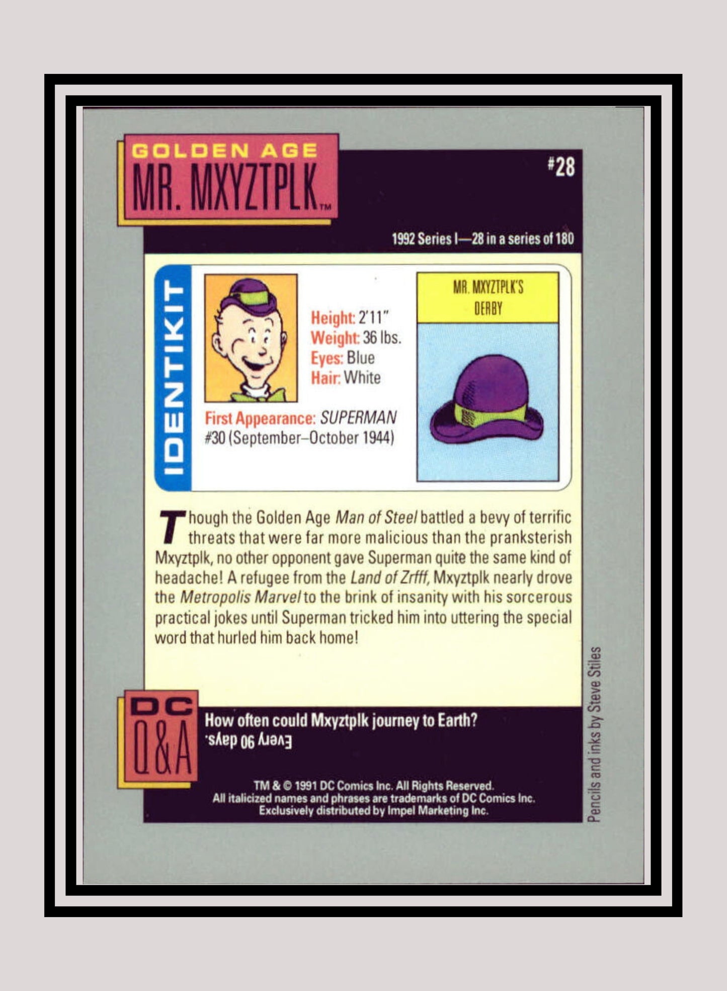 DC! 1x Golden Age Mr. Mxyztplk - Base (#028 - 1991 Impel DC Cosmic Cards)