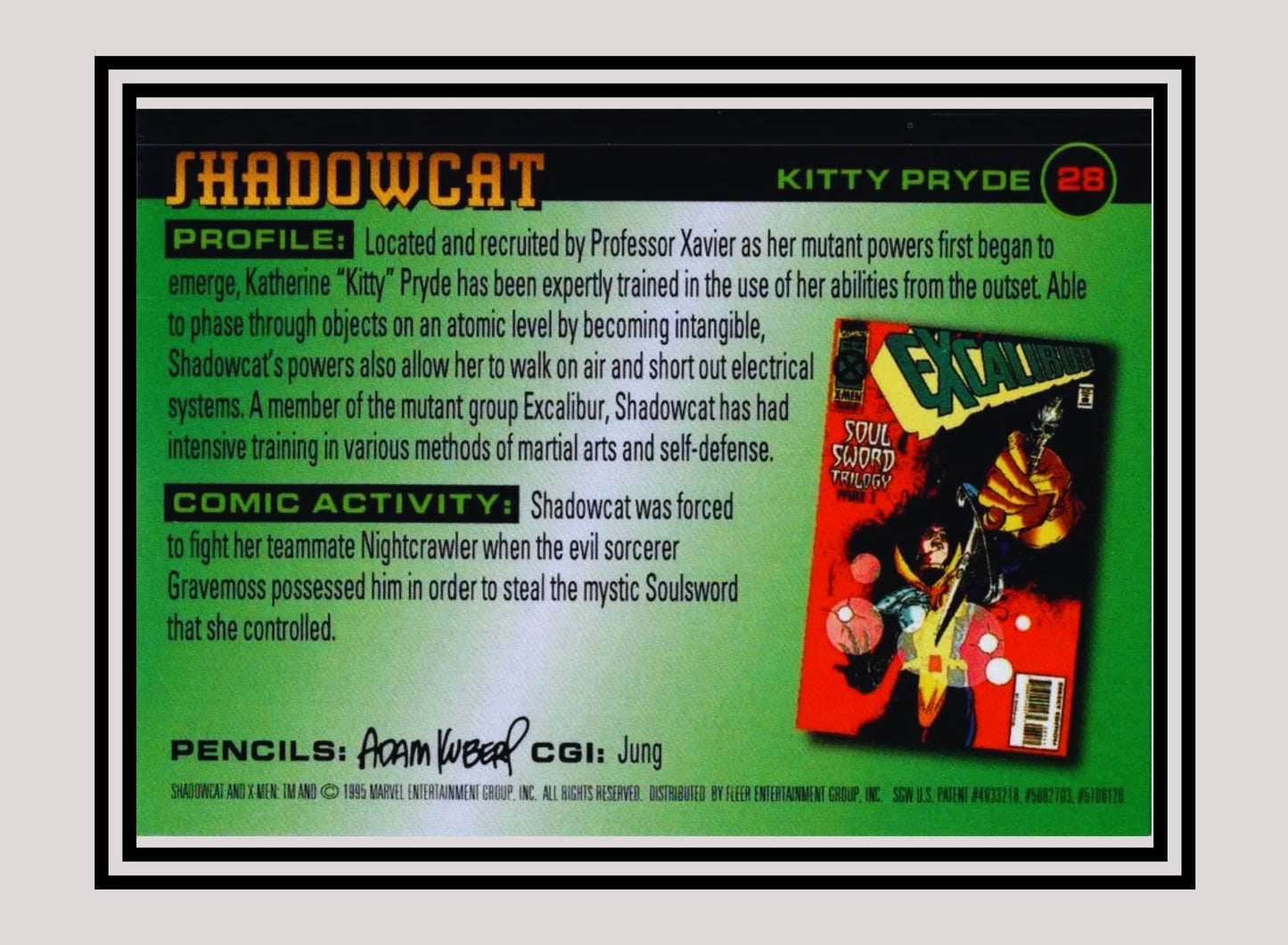 Marvel! 1x Shadowcat - Base (#028 - 1996 Fleer X Men)