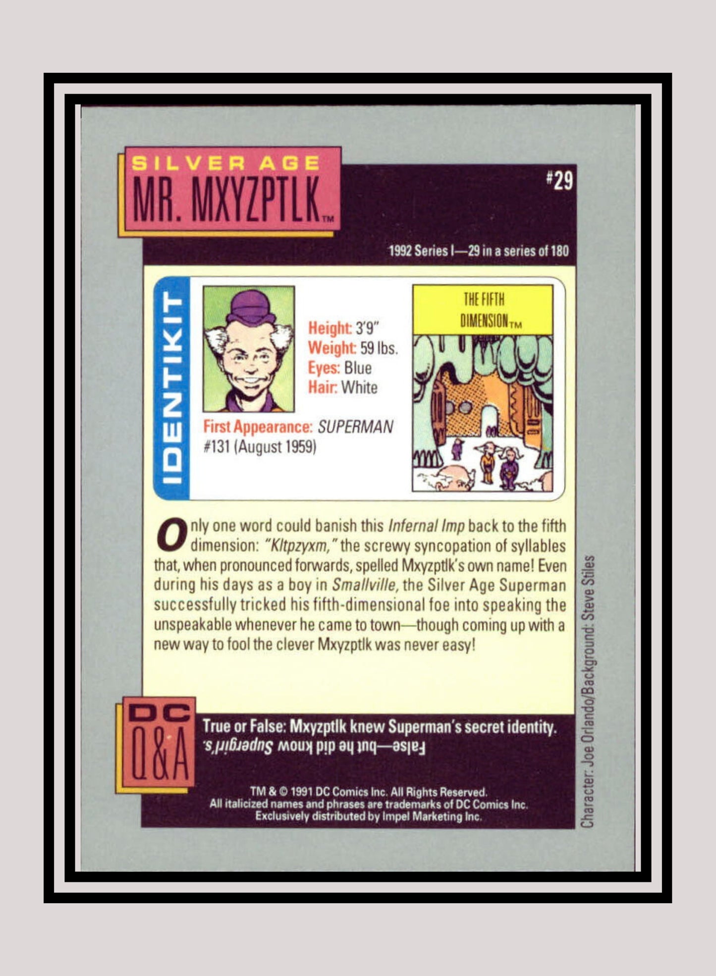 DC! 1x Silver Age Mr. Mxyztplk - Base (#029 - 1991 Impel DC Cosmic Cards)