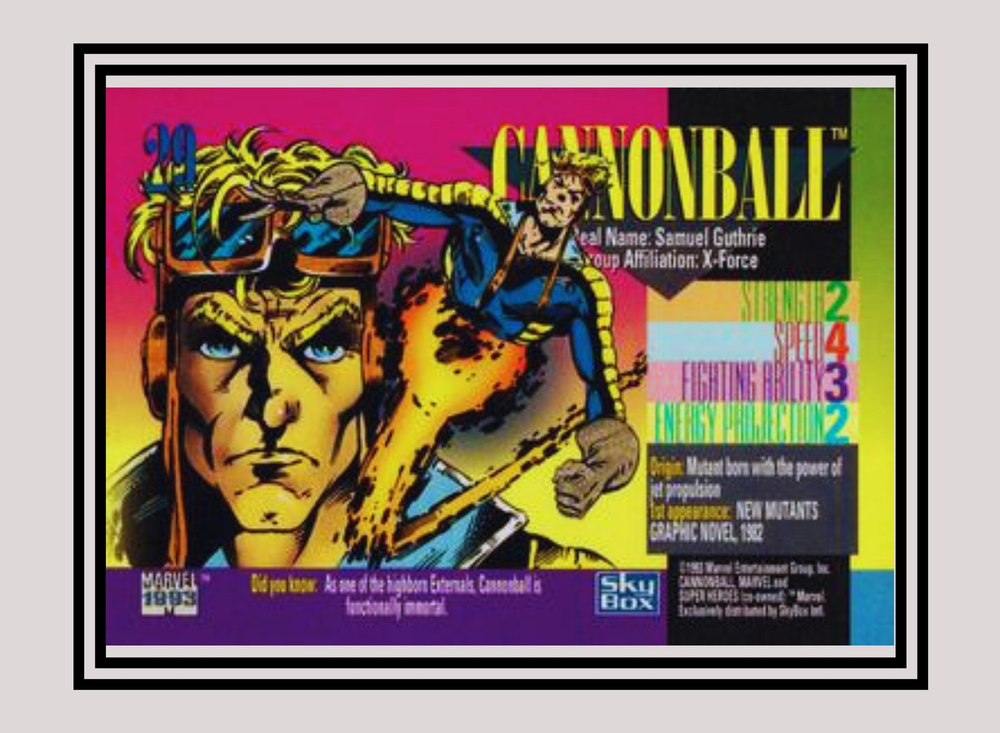 Marvel! 1x Cannonball - Base (#029 - 1993 Skybox Marvel Universe Series 4)