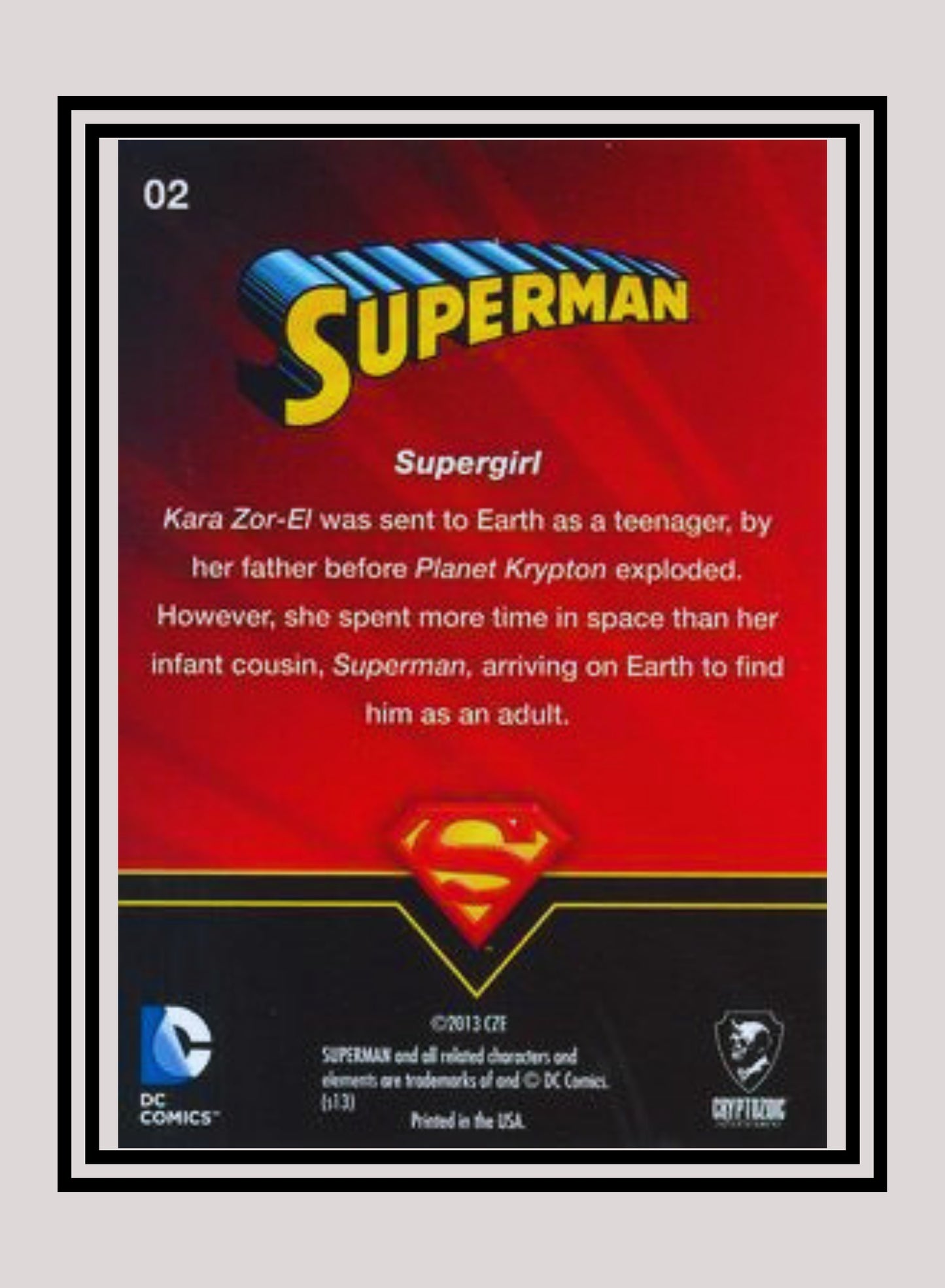 DC! 1x Supergirl - Base (#02 - 2013 Cryptozoic DC Superman)