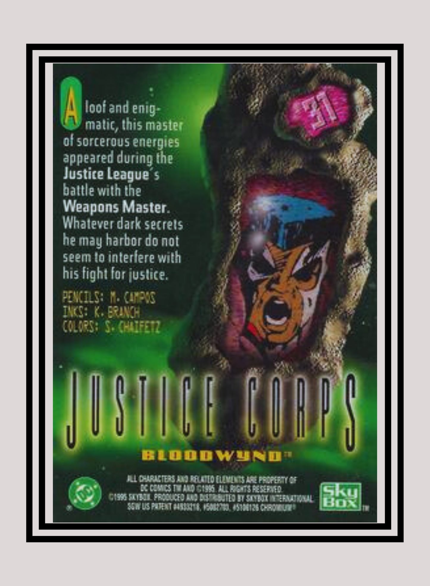 DC! 1x Bloodwynd - Power Chrome (#031 - 1995 SkyBox DC Power Chrome Legends)