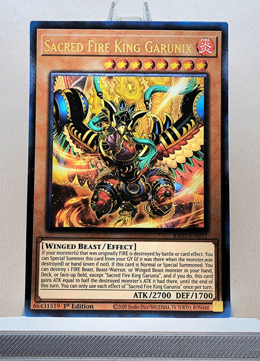 Yugioh! 1x Sacred Fire King Garunix (RA05 - Prismatic Ultimate Rare) 1st Edition