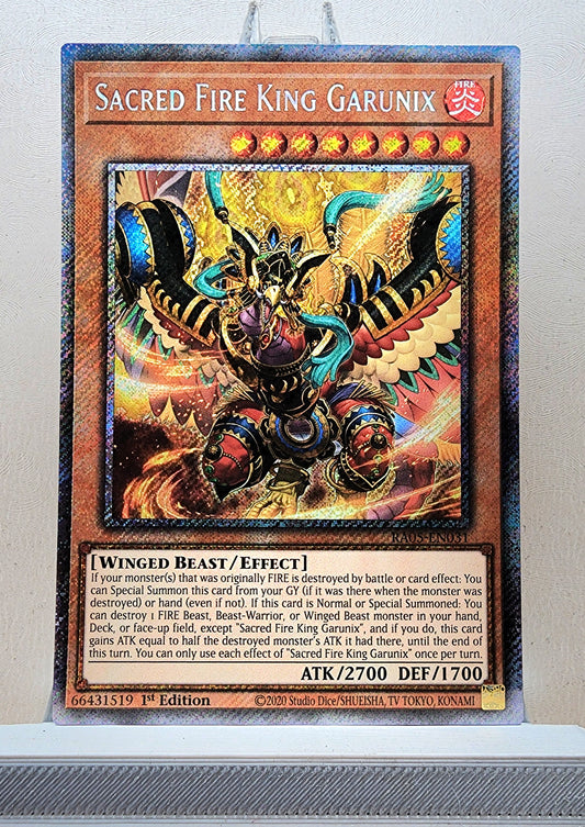 Yugioh! 1x Sacred Fire King Garunix (RA05 - Platinum Secret Rare) 1st Edition