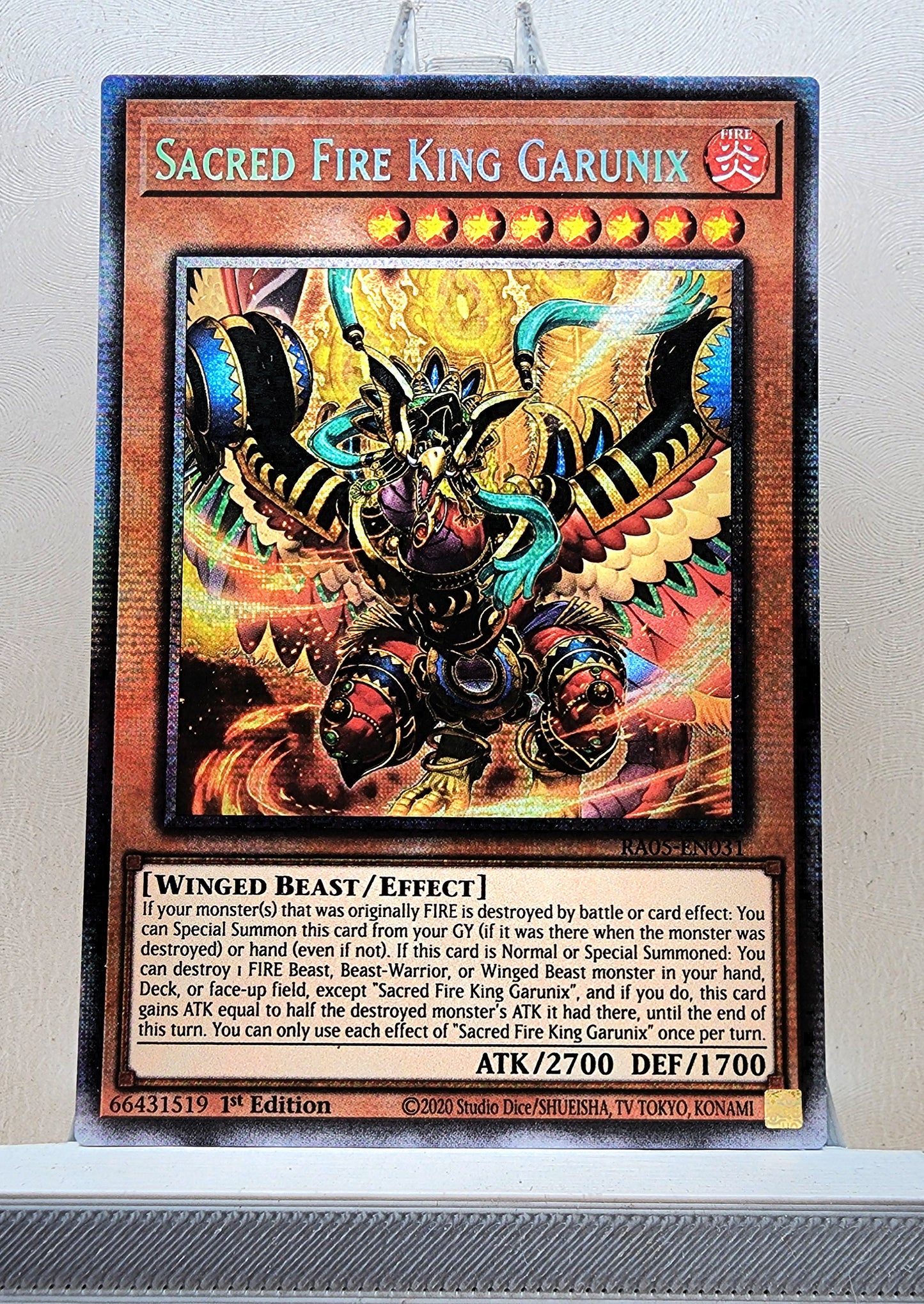 Yugioh! 1x Sacred Fire King Garunix (RA05 - Starlight Rare) 1st Edition