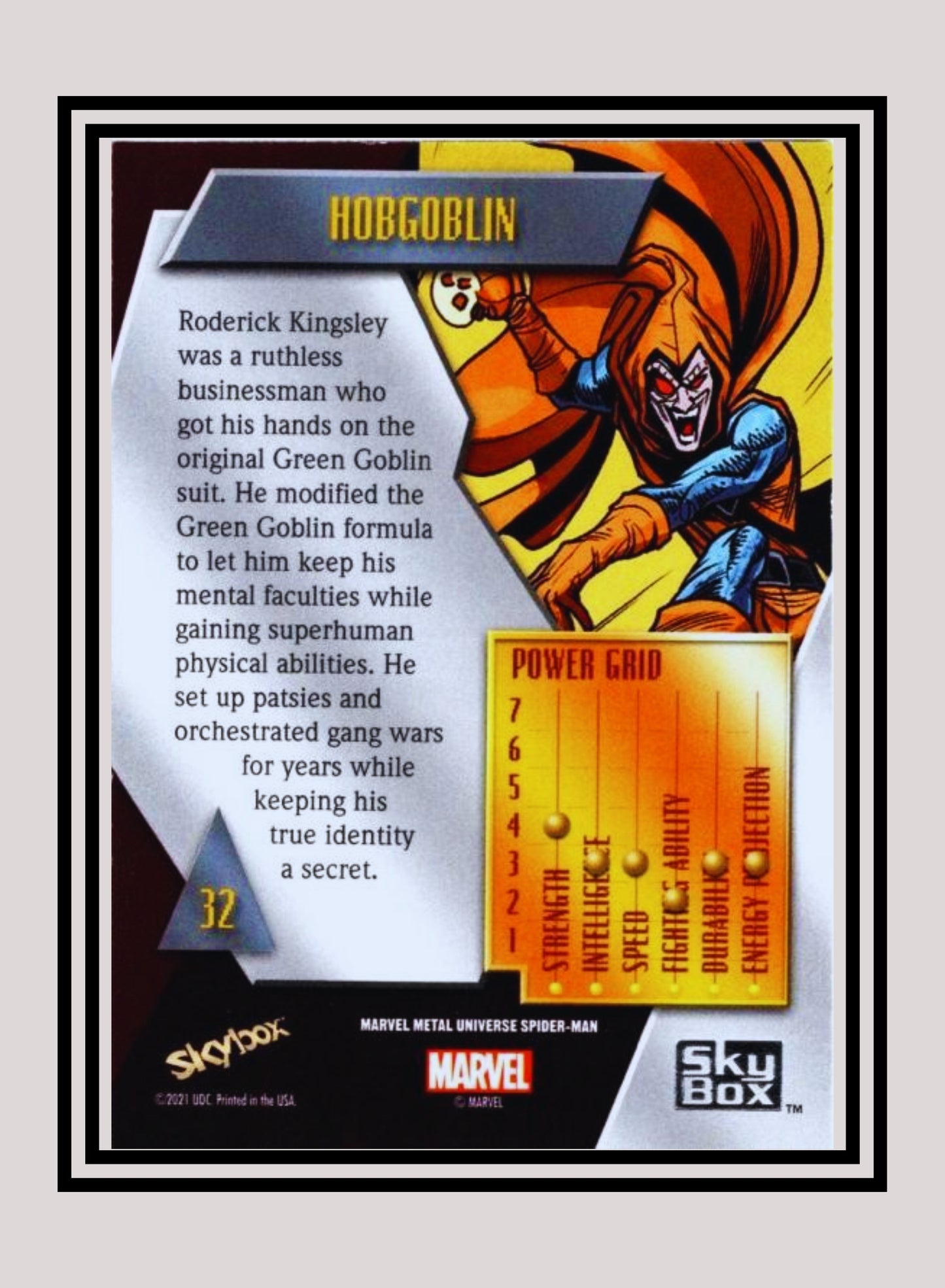 Marvel! 1x Hobgoblin - Base Low Series (#032 - 2021 Upper Deck Spiderman Metal Universe)