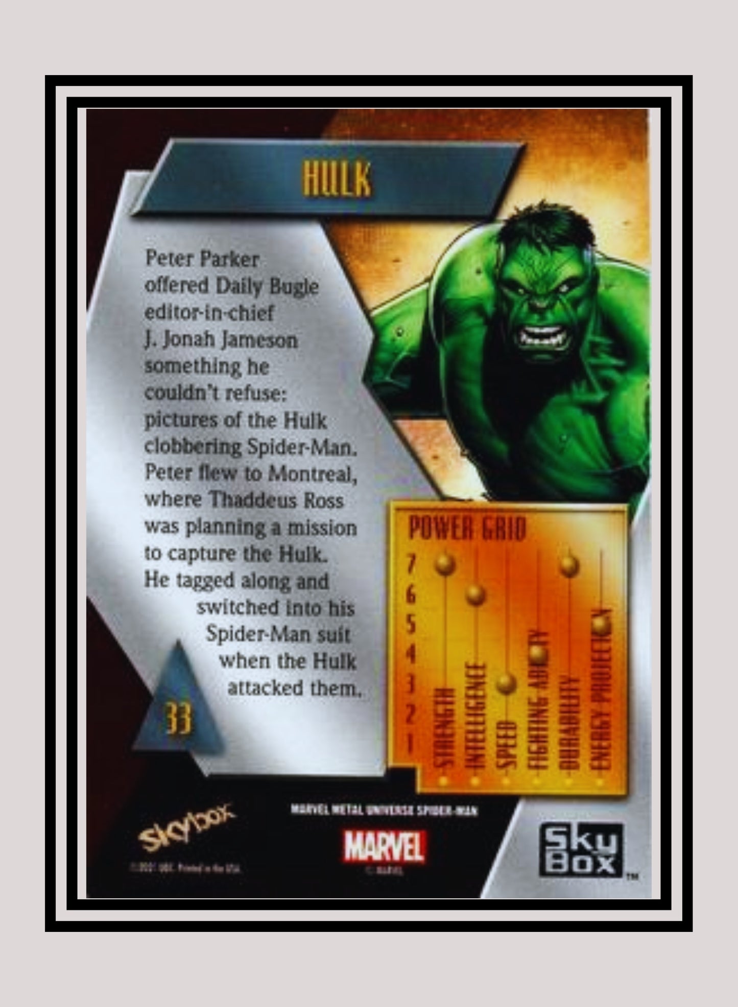 Marvel! 1x Hulk - Base Low Series (#033 - 2021 Upper Deck Spiderman Metal Universe)