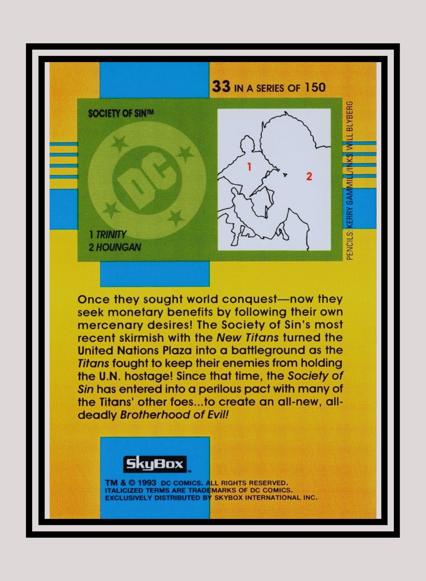 DC! 1x Society of Sin - Base (#033 - 1993 Skybox DC Cosmic Teams)