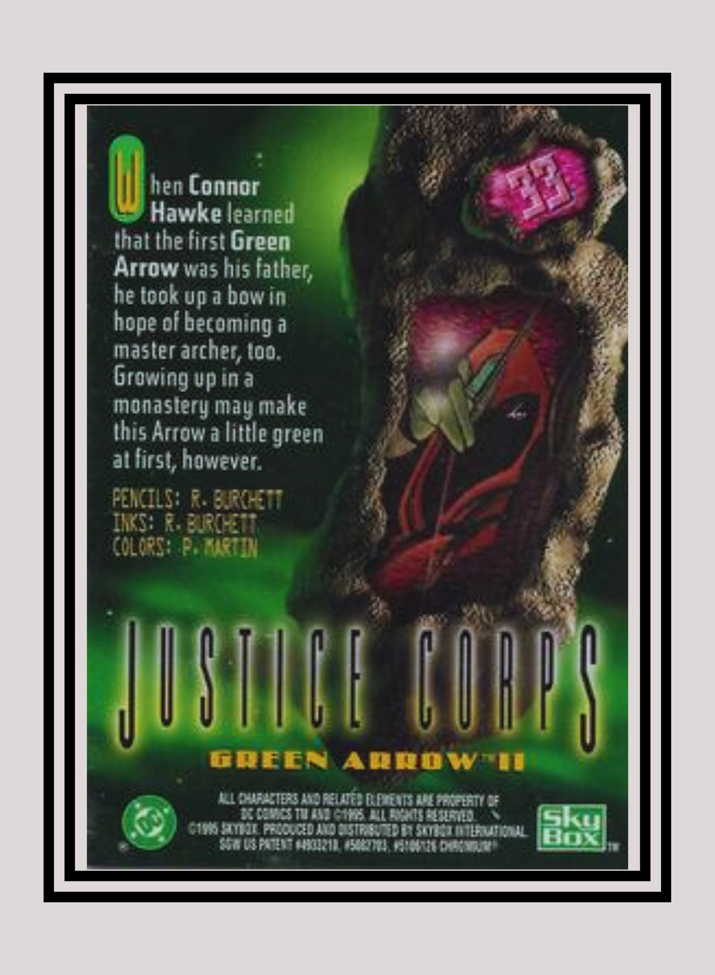 DC! 1x Green Arrow II - Power Chrome (#033 - 1995 SkyBox DC Power Chrome Legends)