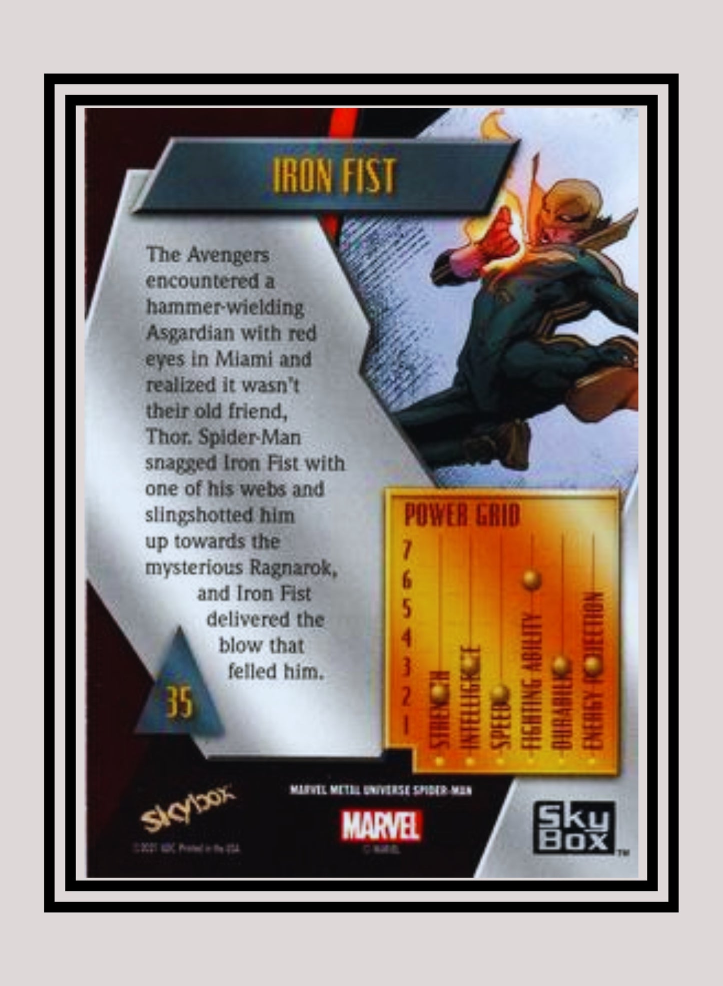 Marvel! 1x Iron Fist - Base Low Series (#035 - 2021 Upper Deck Spiderman Metal Universe)