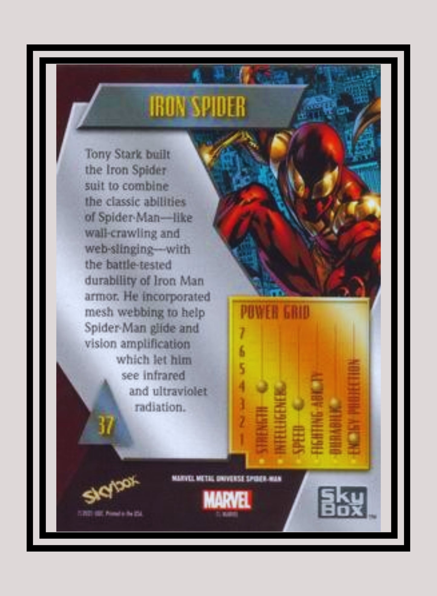 Marvel! 1x Iron Spider - Base Low Series (#037 - 2021 Upper Deck Spiderman Metal Universe)