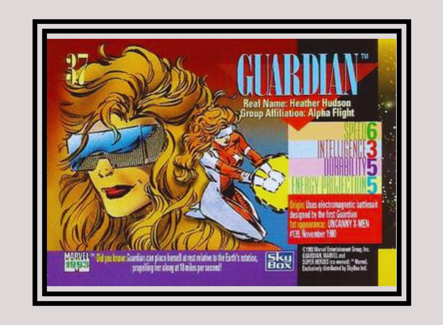 Marvel! 1x Guardian - Base (#037 - 1993 Skybox Marvel Universe Series 4)