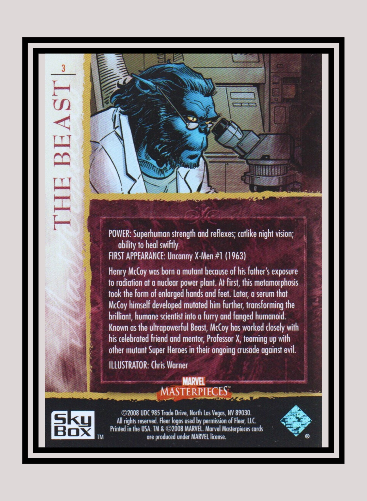 Marvel! 1x The Beast - Base (#03 - 2008 Upper Deck Marvel Masterpieces Series 2)