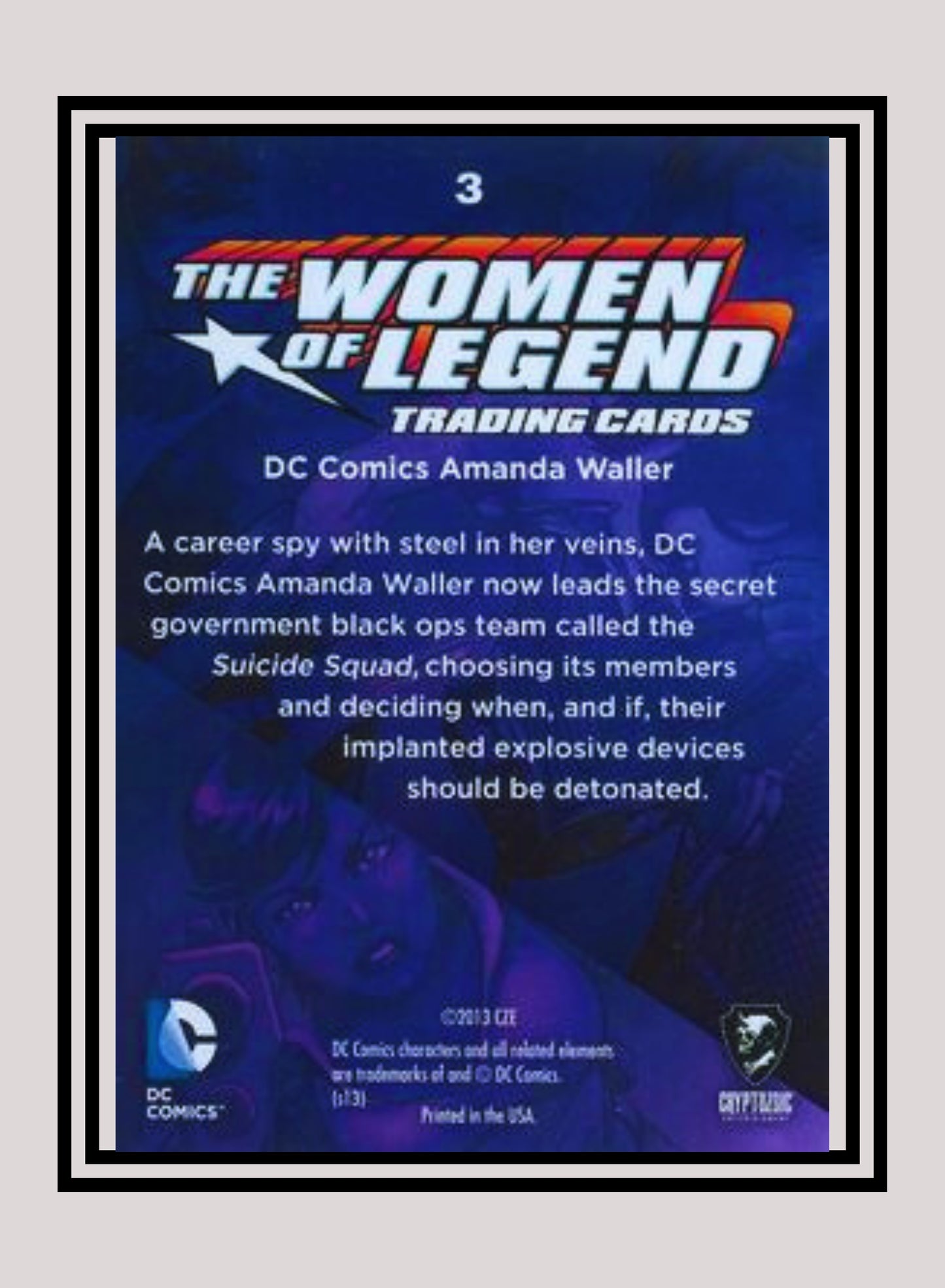 DC! 1x Amanda Waller - Base (#03 - 2013 Cryptozoic The Women of Legend)