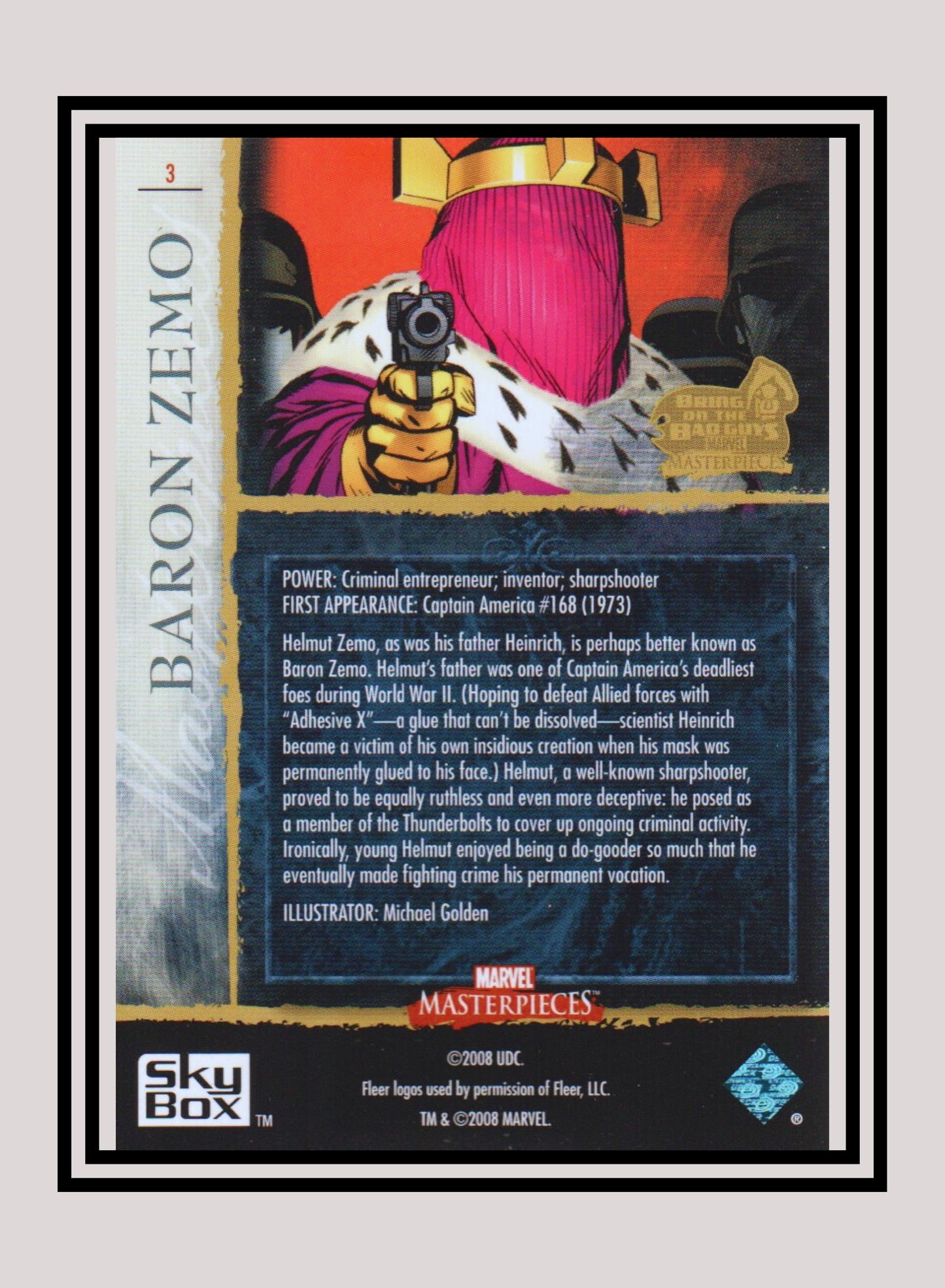 Marvel! 1x Baron Zemo - Base (#03 - 2008 Upper Deck Marvel Masterpieces Series 3)