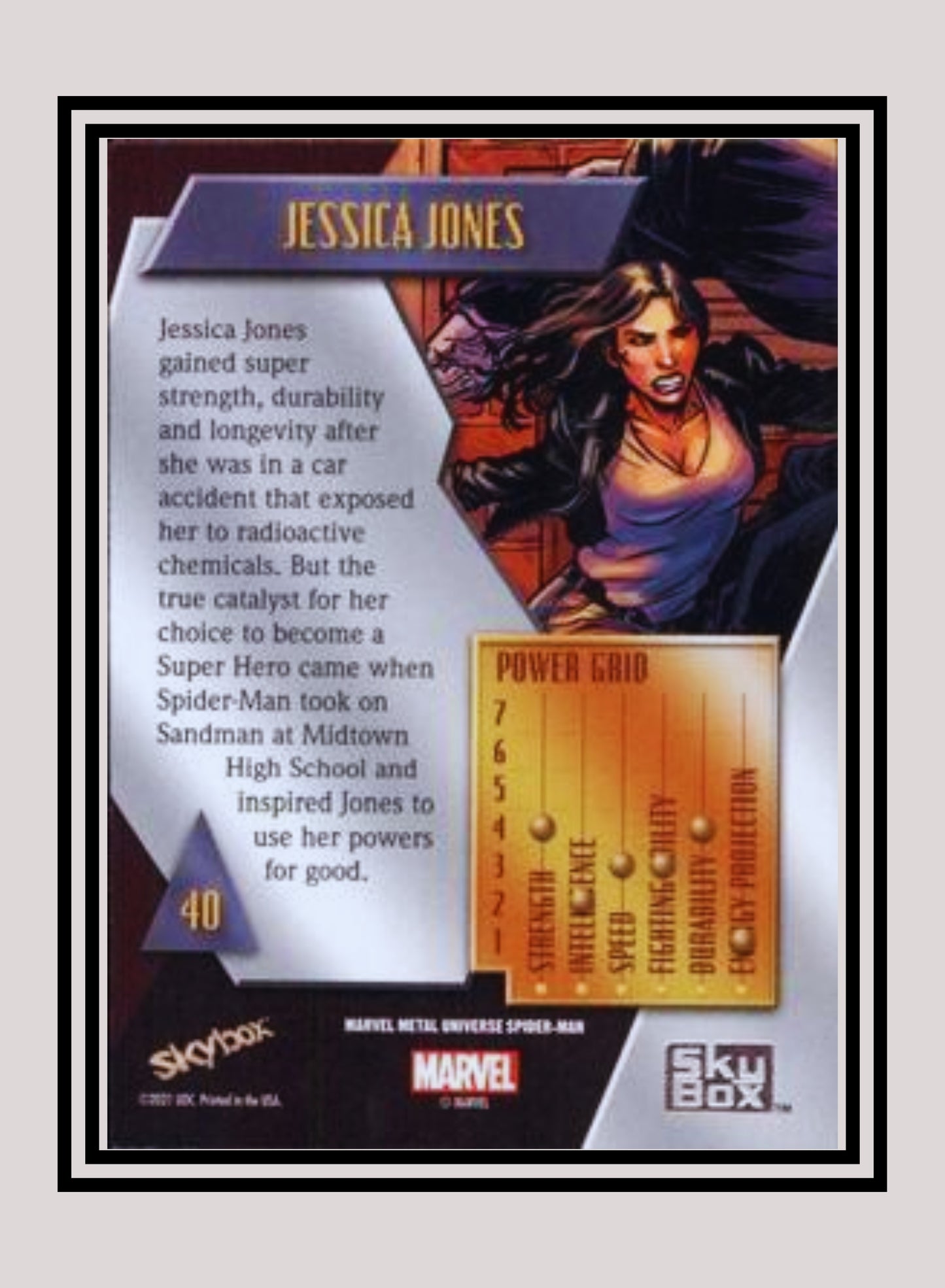 Marvel! 1x Jessica Jones - Base Low Series (#040 - 2021 Upper Deck Spiderman Metal Universe)