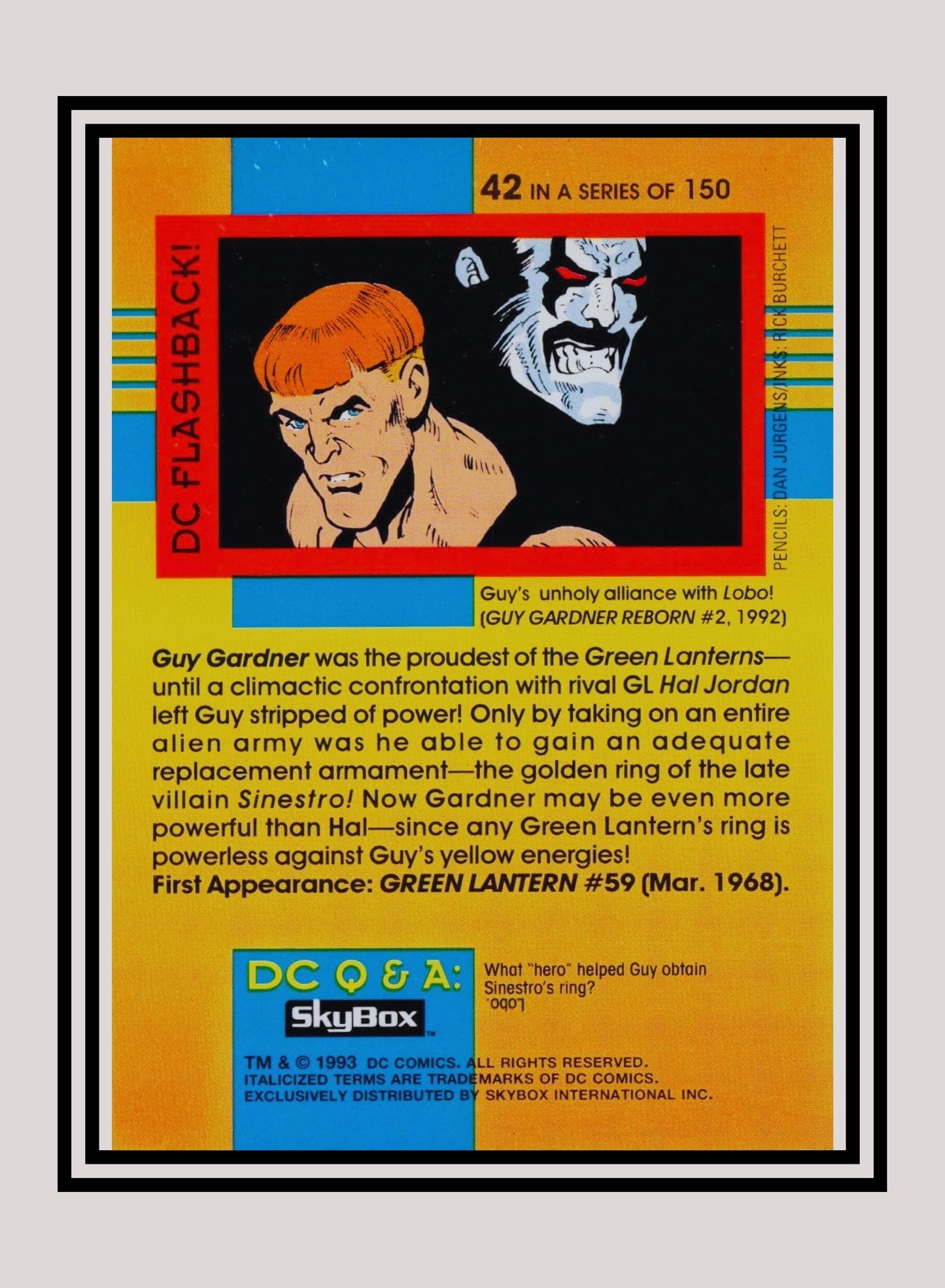 DC! 1x Guy Gardner - Base (#042 - 1993 Skybox DC Cosmic Teams)