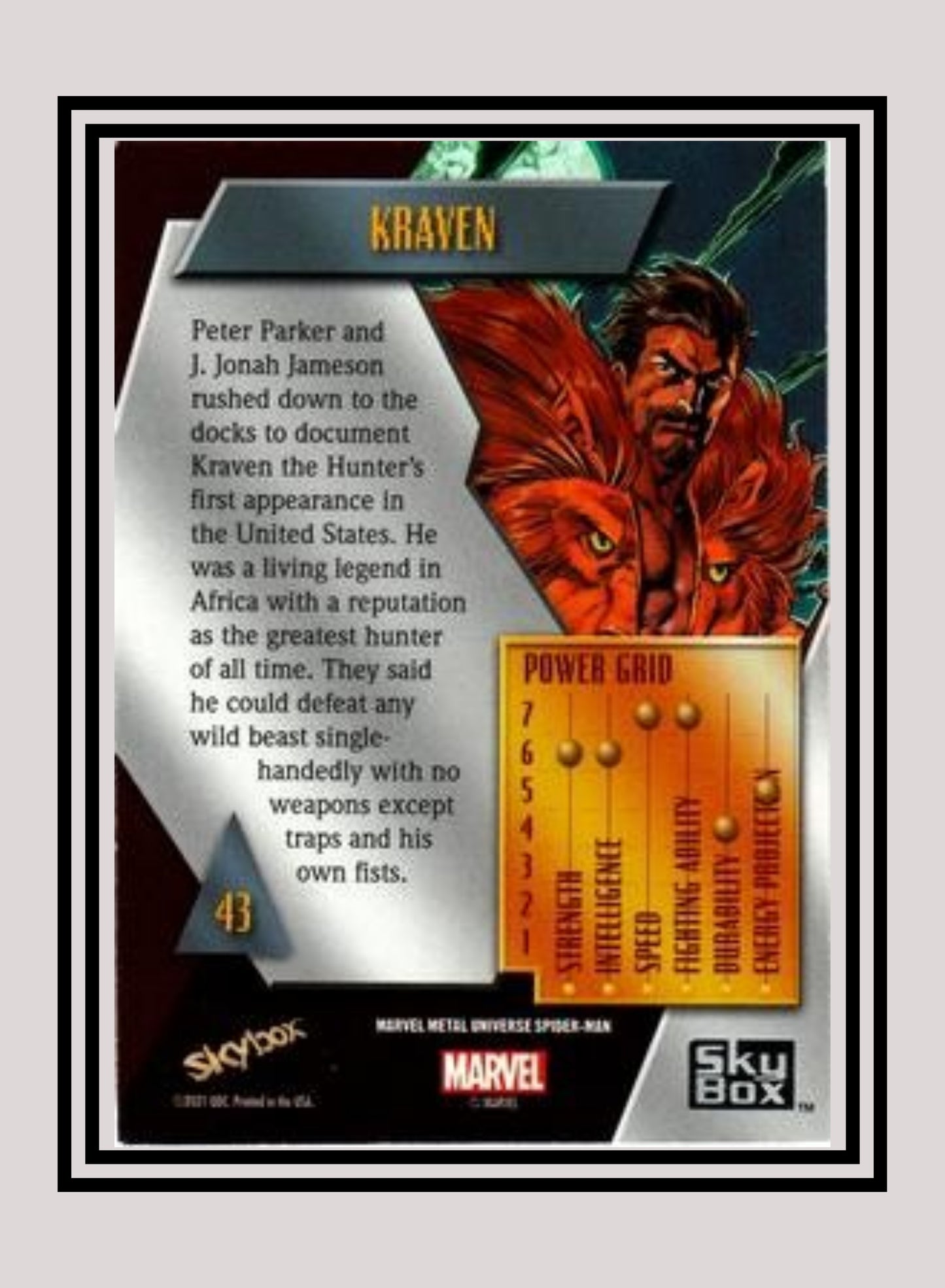 Marvel! 1x Kraven - Base Low Series (#043 - 2021 Upper Deck Spiderman Metal Universe)