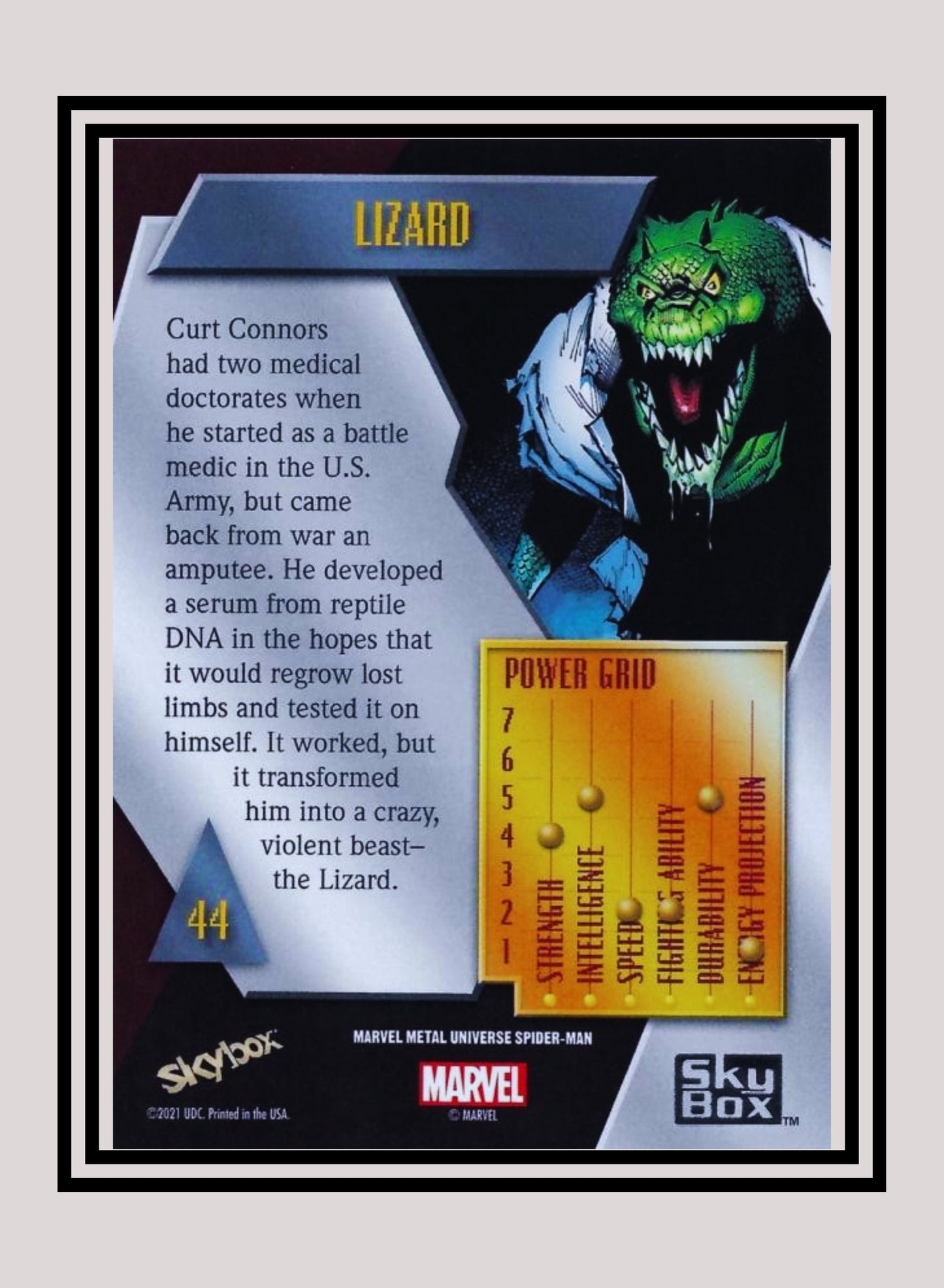 Marvel! 1x Lizard - Base Low Series (#044 - 2021 Upper Deck Spiderman Metal Universe)