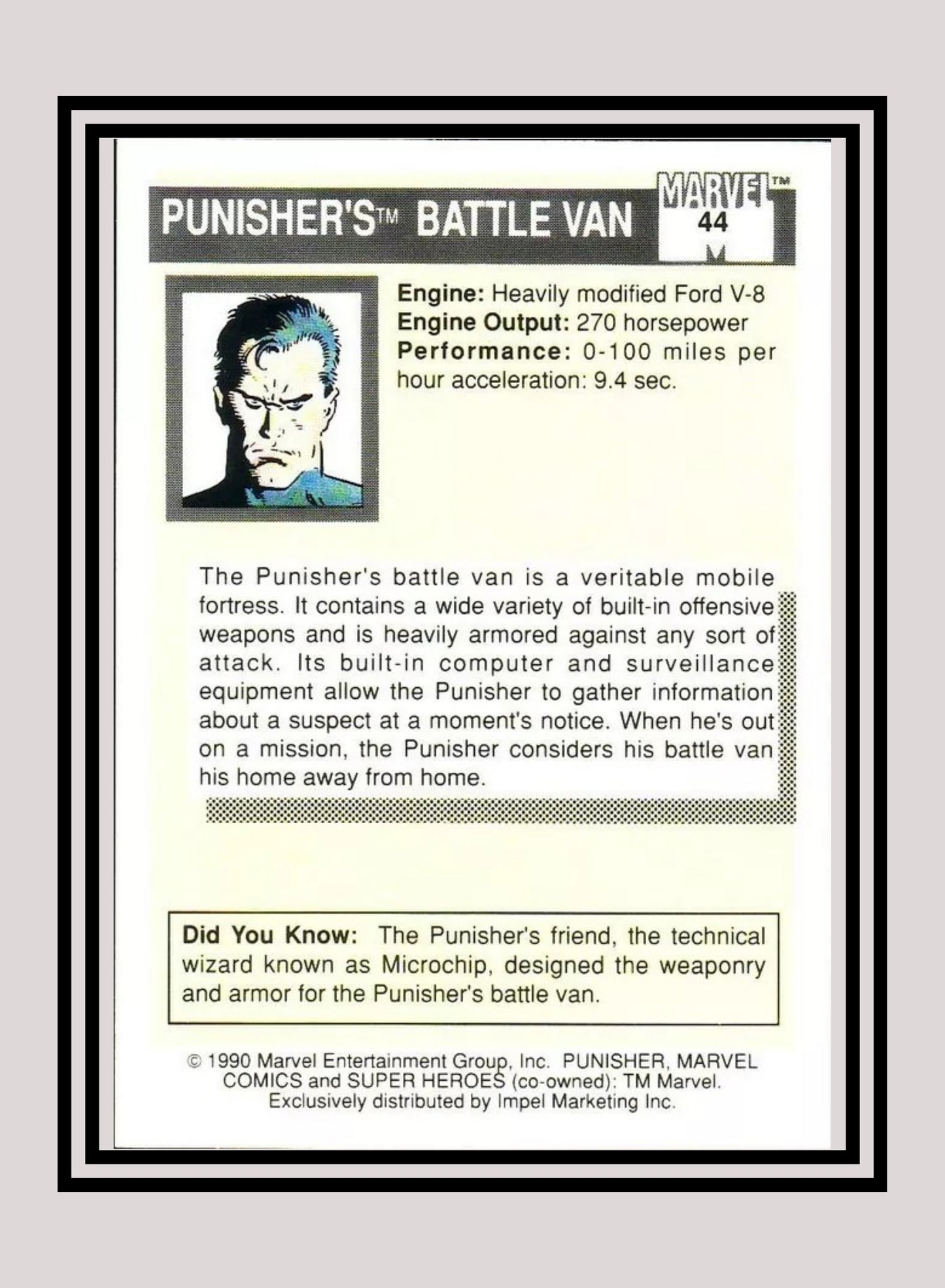 Marvel! 1x Punisher - Base (#044 - 1990 Impel Marvel Universe Series I)