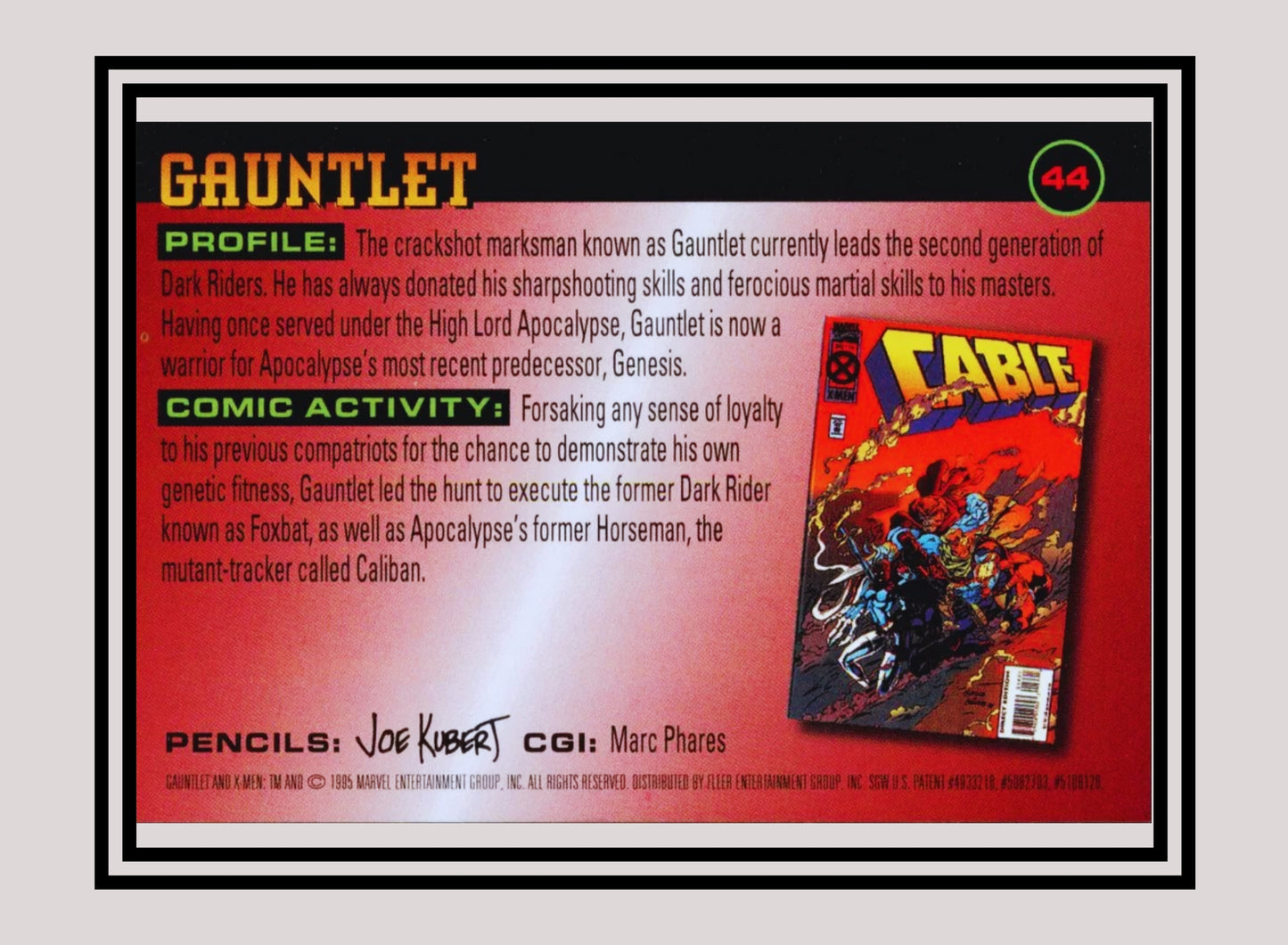 Marvel! 1x Gauntlet - Base (#044 - 1996 Fleer X Men)