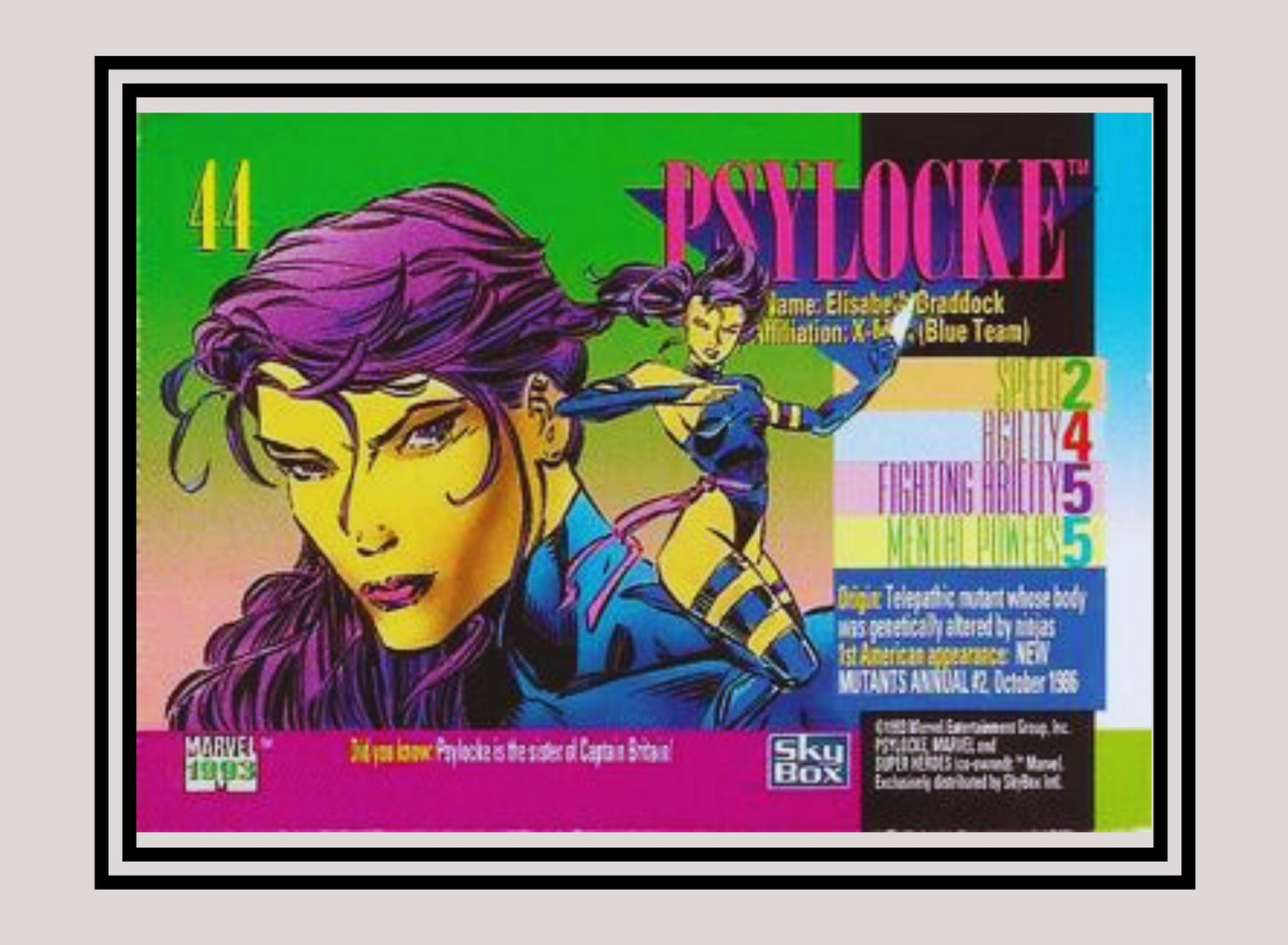 Marvel! 1x Psylocke - Base (#044 - 1993 Skybox Marvel Universe Series 4)