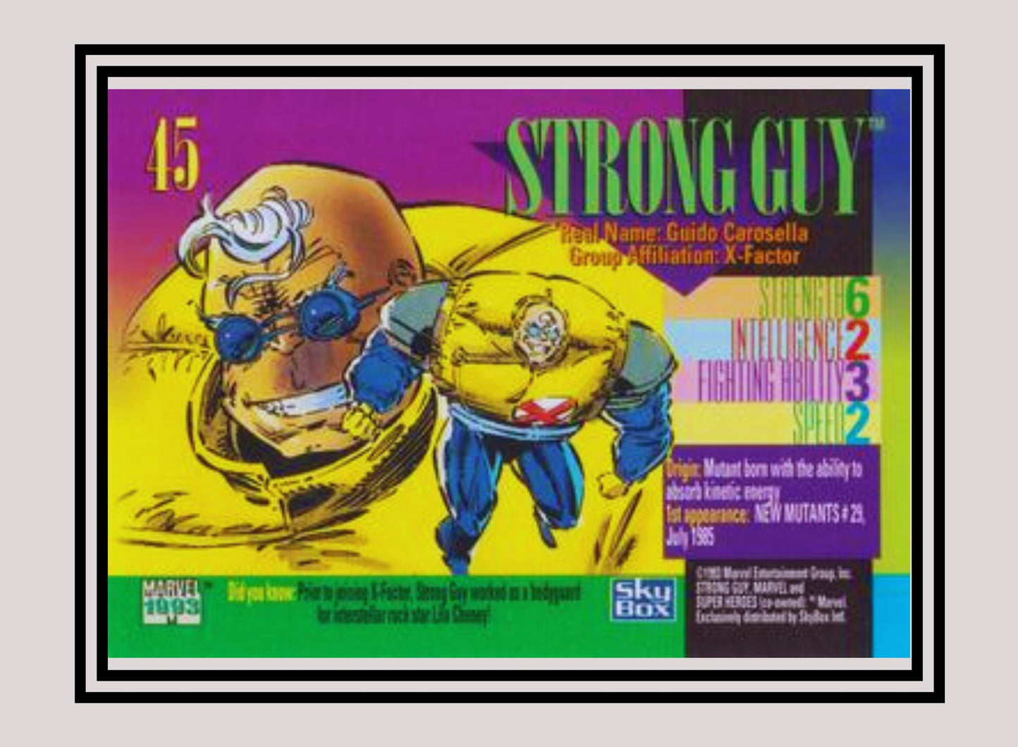 Marvel! 1x Strong Guy - Base (#045 - 1993 Skybox Marvel Universe Series 4)