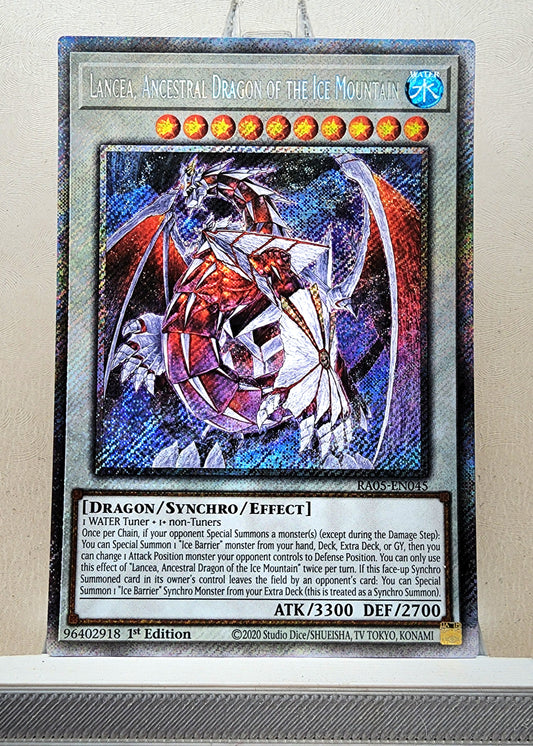 Yugioh! 1x Lancea, Ancestral Dragon of the Ice Mountain (RA05 - Platinum Secret Rare) 1st Edition