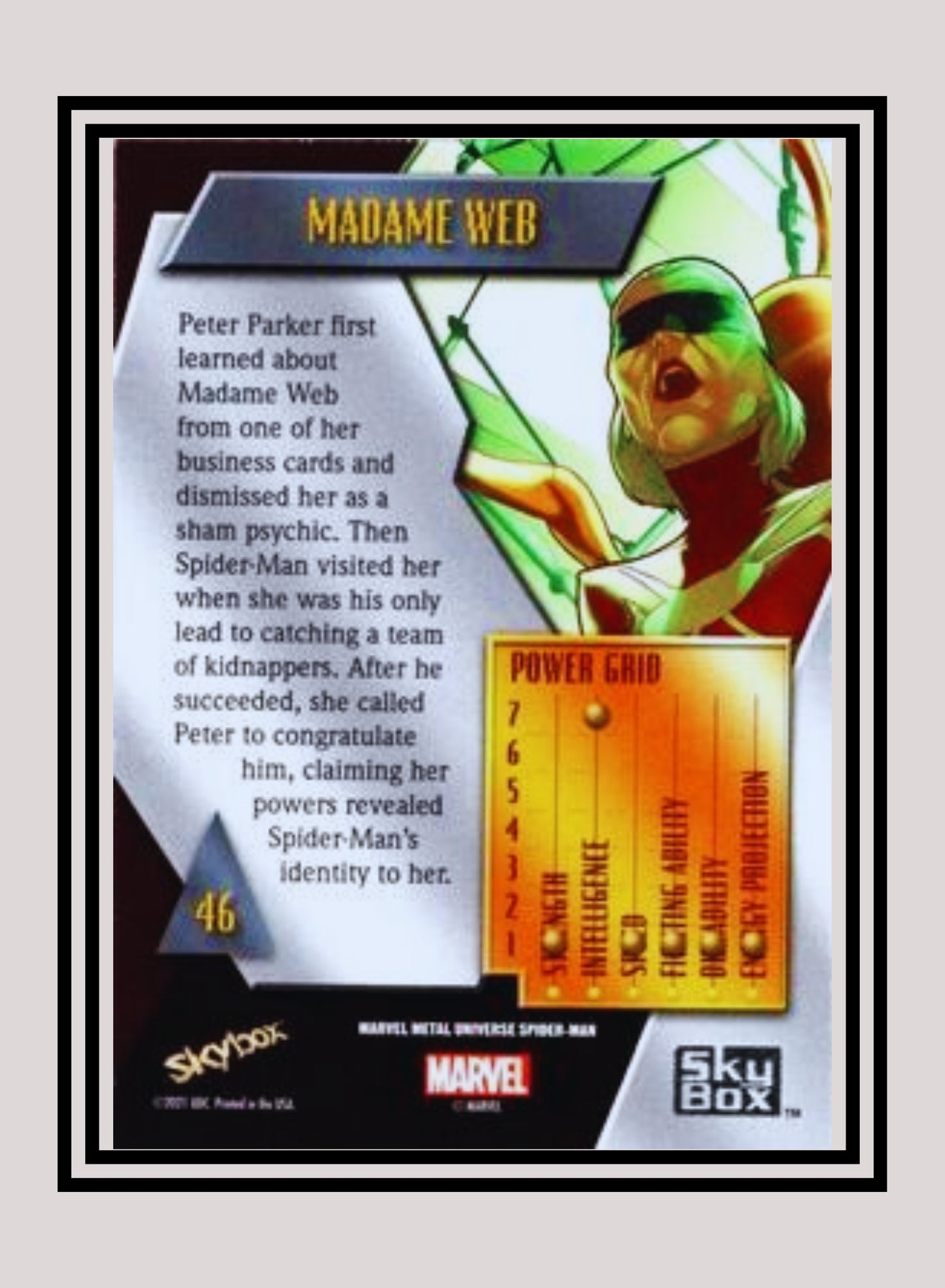 Marvel! 1x Madame Web - Base Low Series (#046 - 2021 Upper Deck Spiderman Metal Universe)