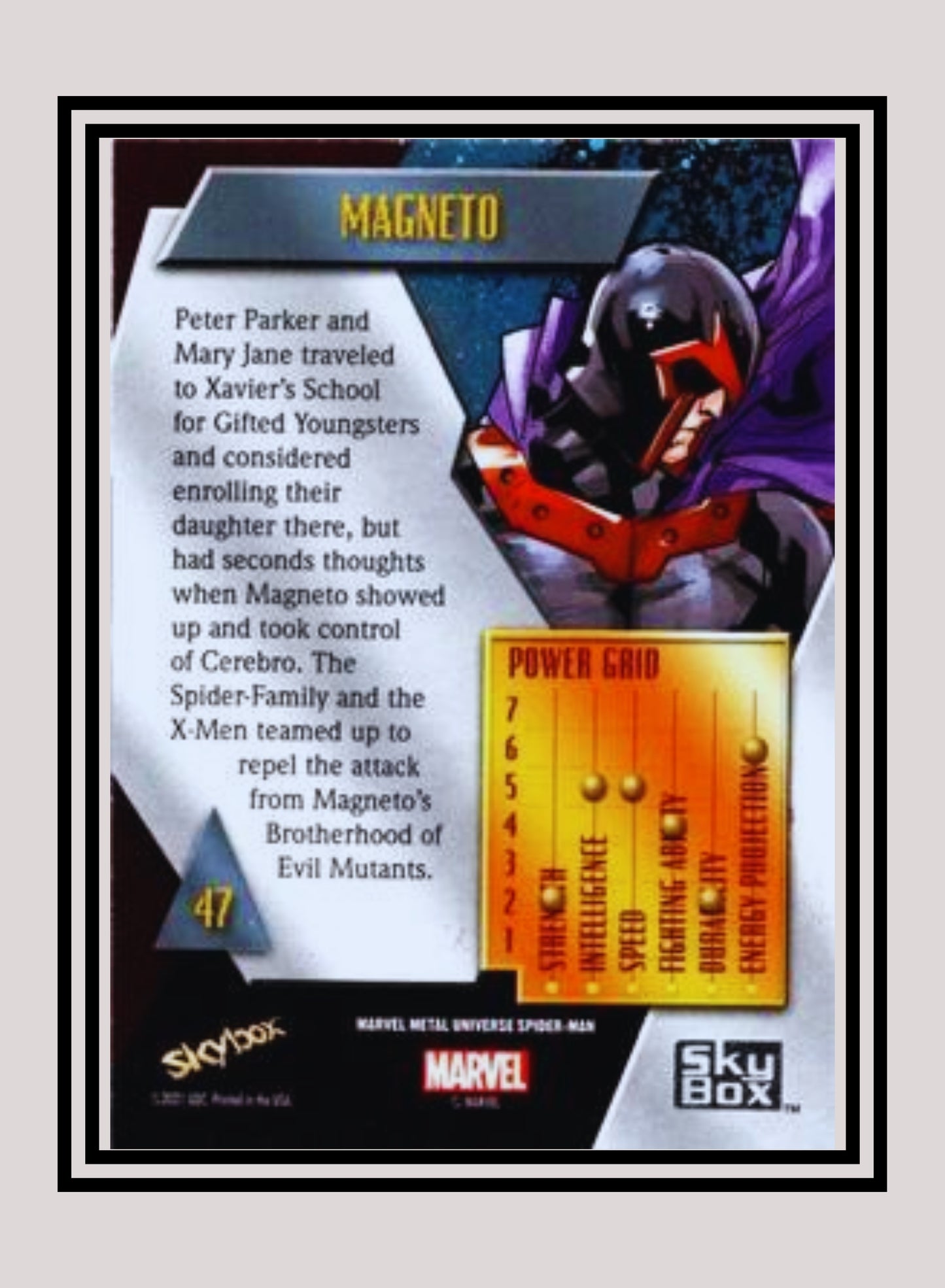 Marvel! 1x Magneto - Base Low Series (#047 - 2021 Upper Deck Spiderman Metal Universe)