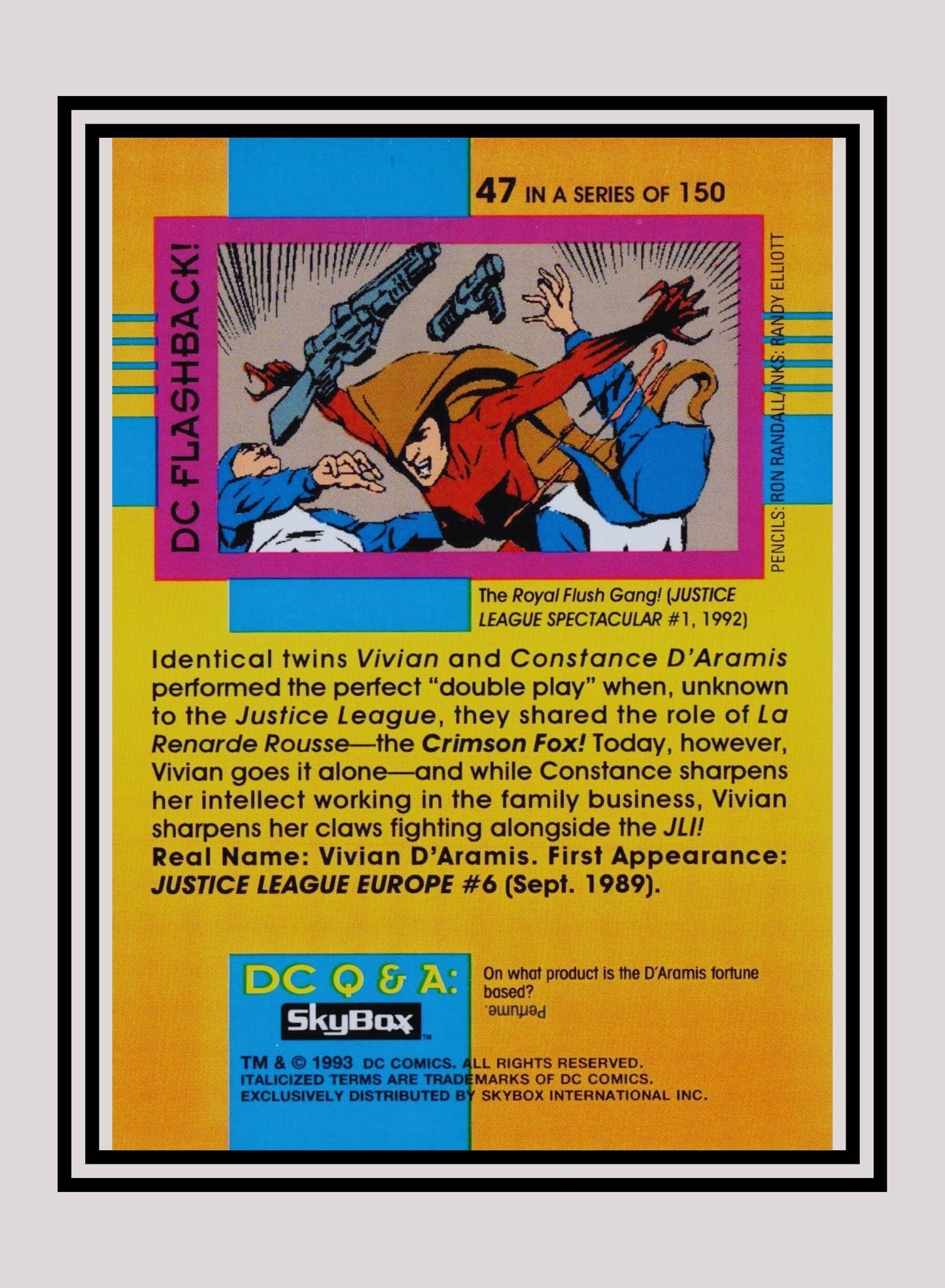 DC! 1x Crimson Fox - Base (#047 - 1993 Skybox DC Cosmic Teams)