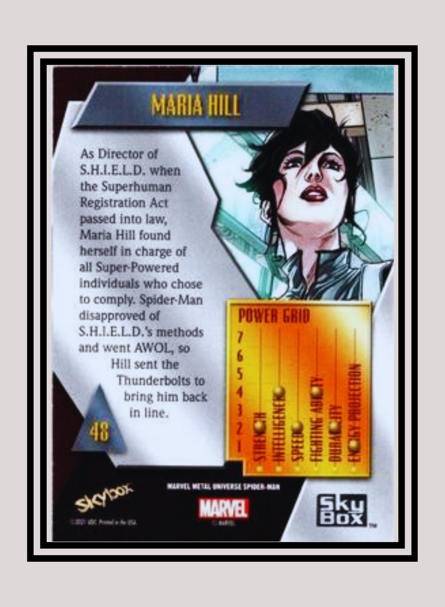 Marvel! 1x Maria Hill - Base Low Series (#048 - 2021 Upper Deck Spiderman Metal Universe)