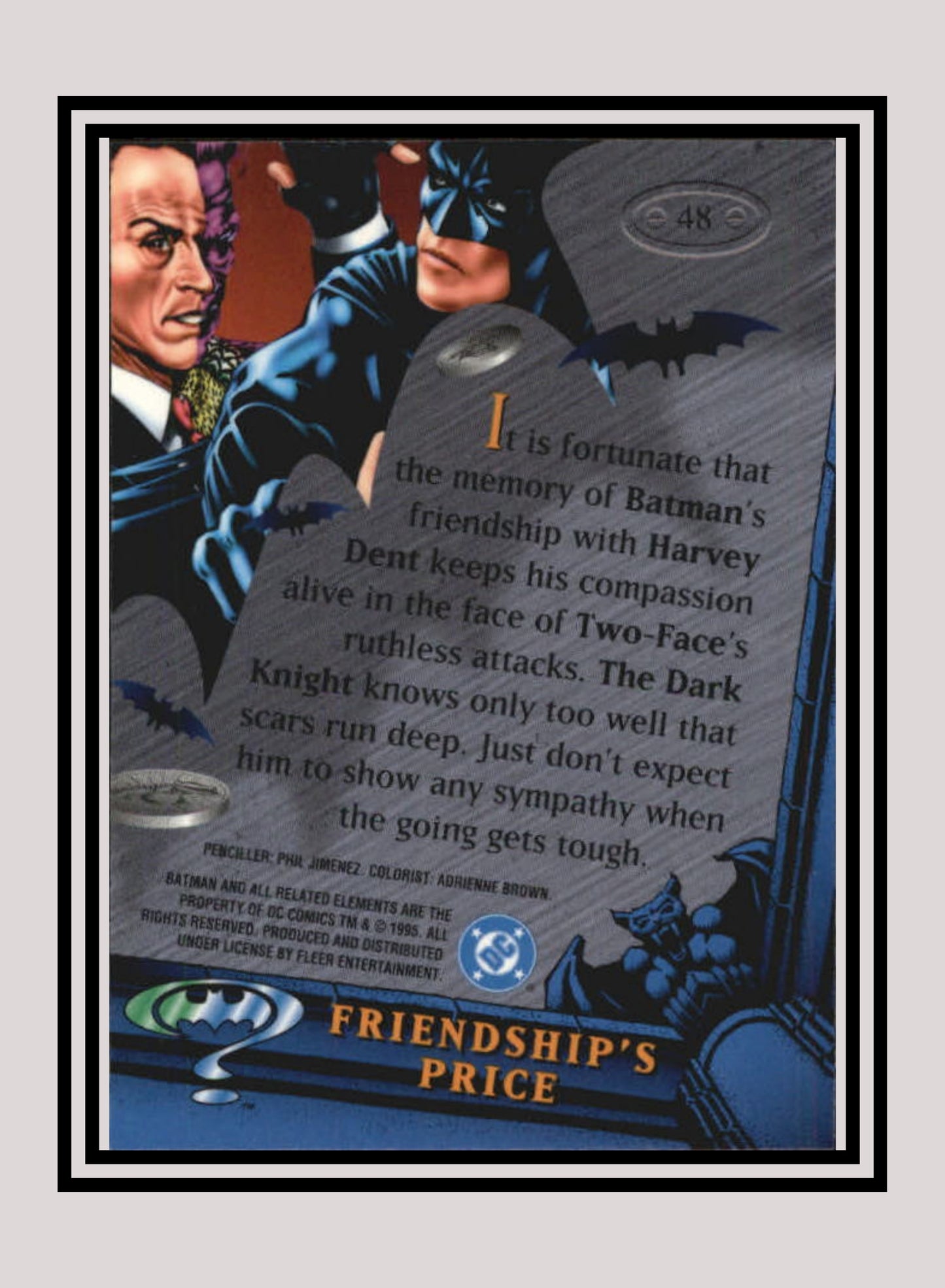 DC! 1x Friendship's Price - Base Metal (#048 - 1995 Fleer Batman Forever Metal)