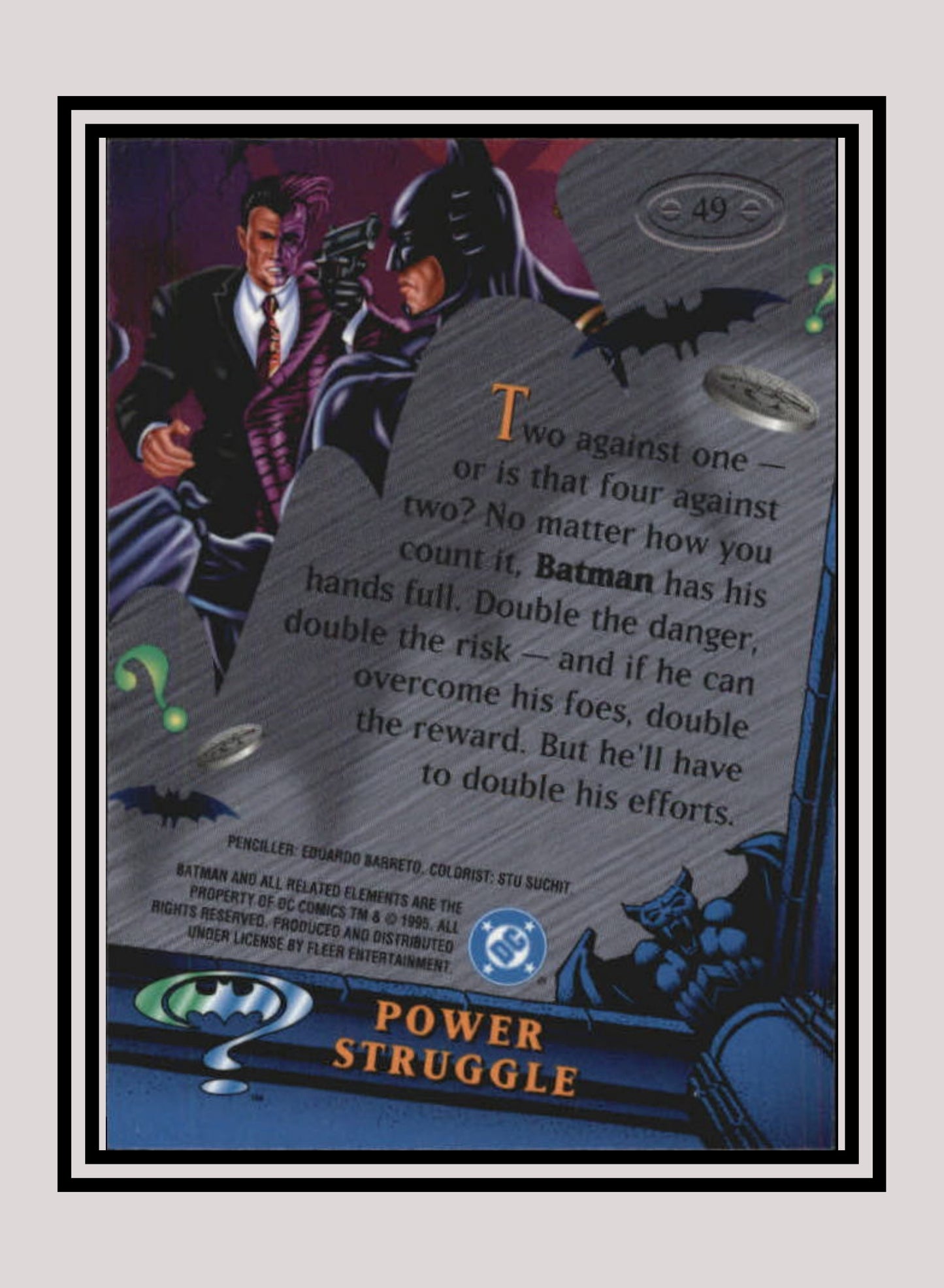 DC! 1x Power Struggle - Base Metal (#049 - 1995 Fleer Batman Forever Metal)