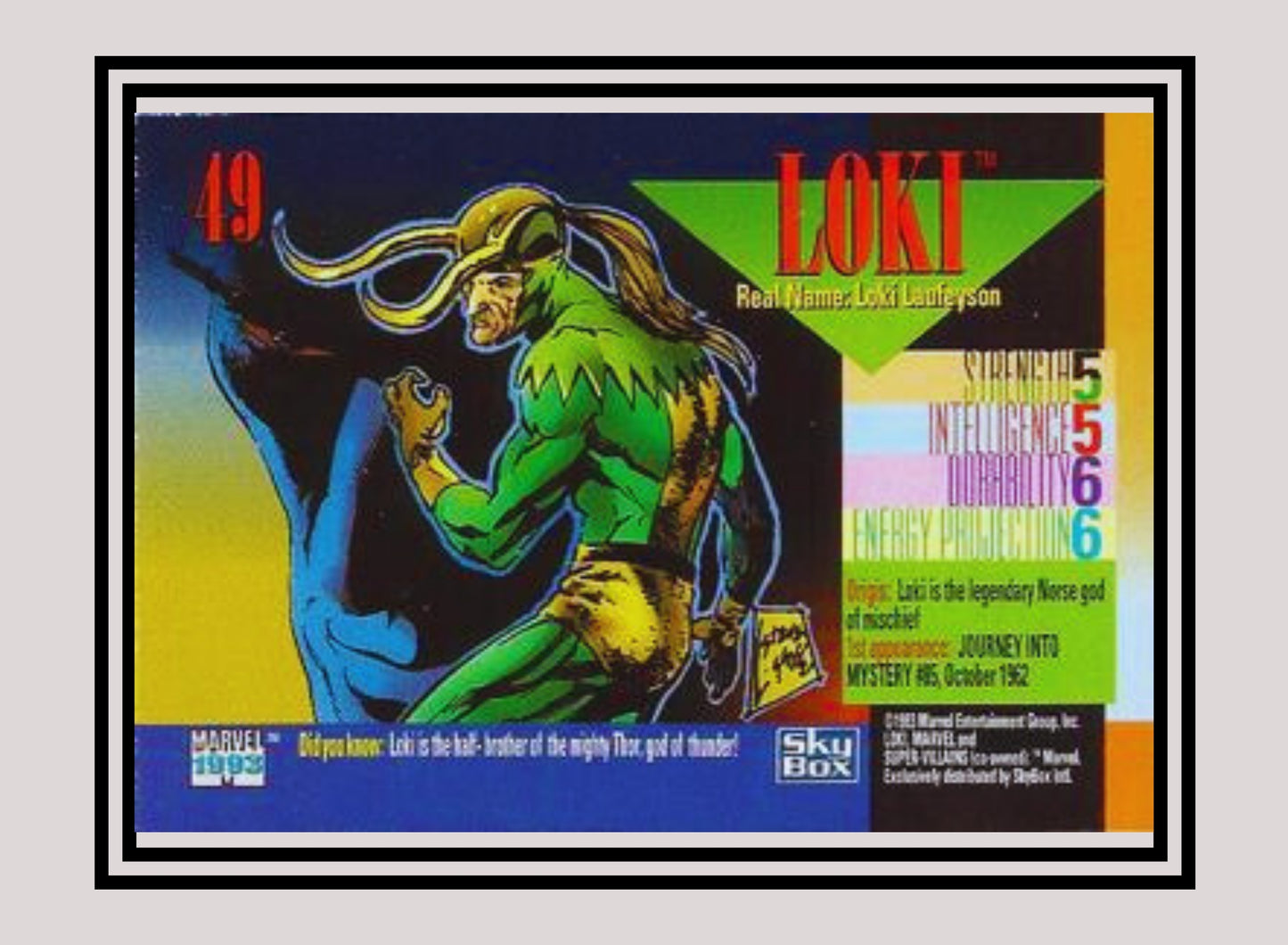 Marvel! 1x Loki - Base (#049 - 1993 Skybox Marvel Universe Series 4)