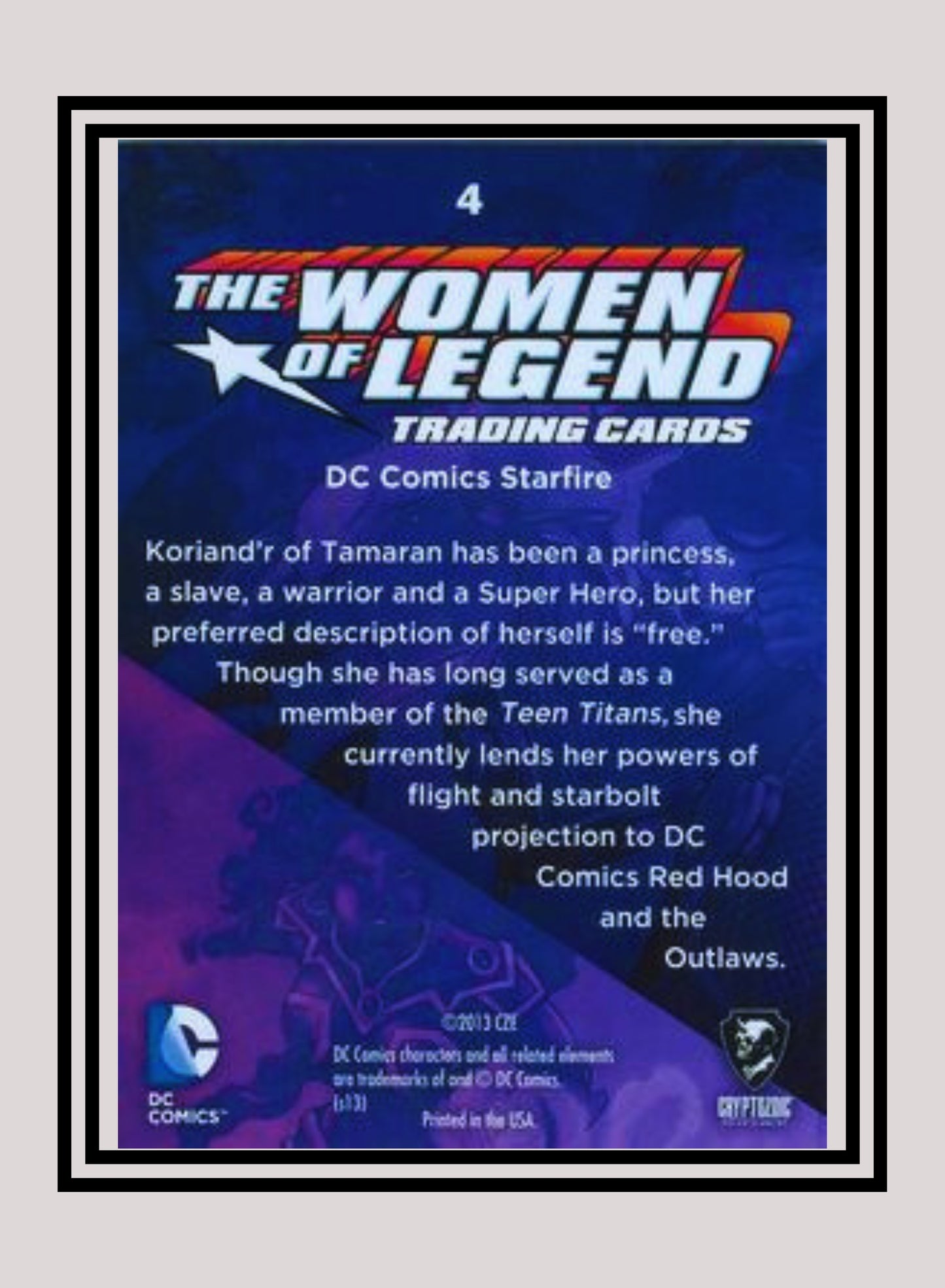 DC! 1x Starfire - Base (#04 - 2013 Cryptozoic The Women of Legend)