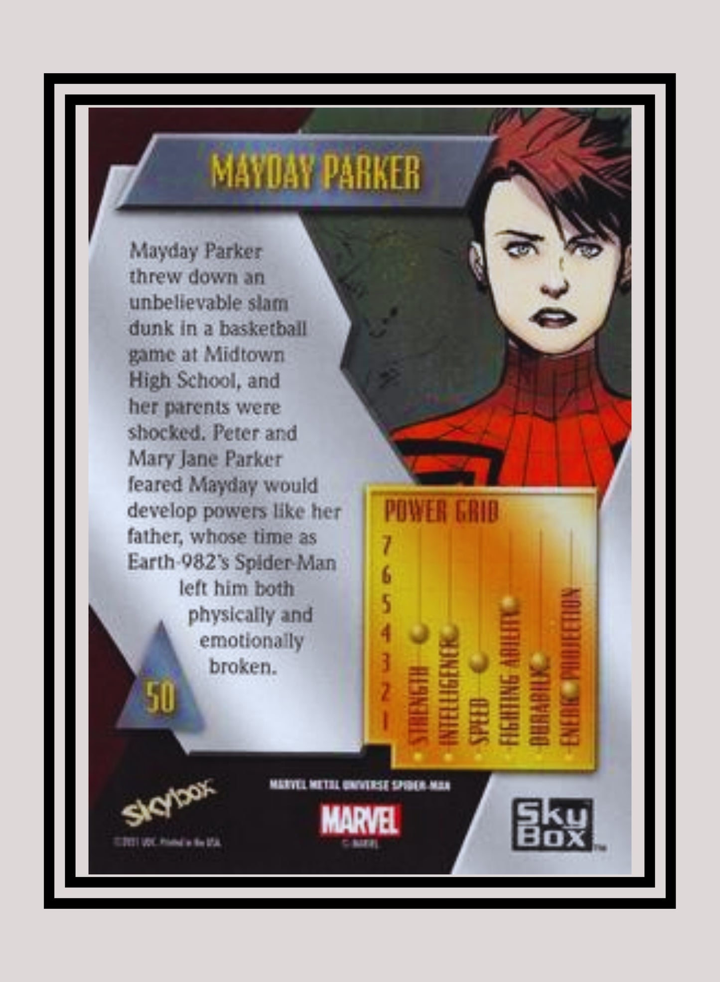 Marvel! 1x Mayday Parker - Base Low Series (#050 - 2021 Upper Deck Spiderman Metal Universe)