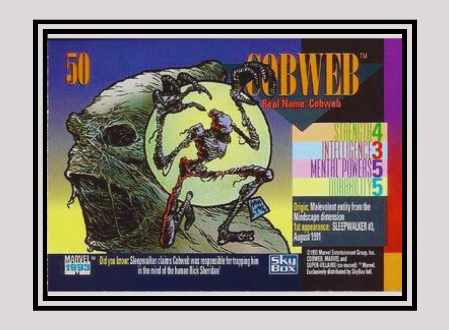 Marvel! 1x Cobweb - Base (#050 - 1993 Skybox Marvel Universe Series 4)