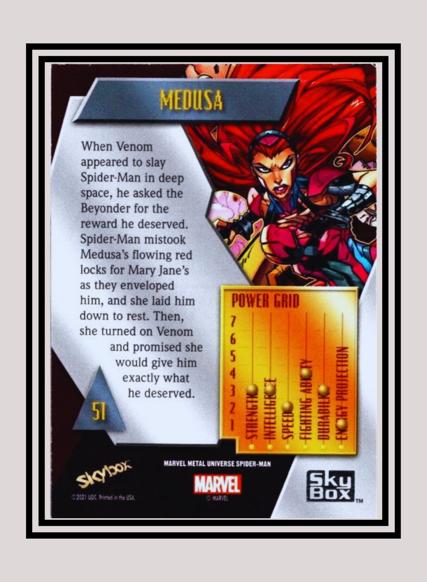 Marvel! 1x Medusa - Base Low Series (#051 - 2021 Upper Deck Spiderman Metal Universe)