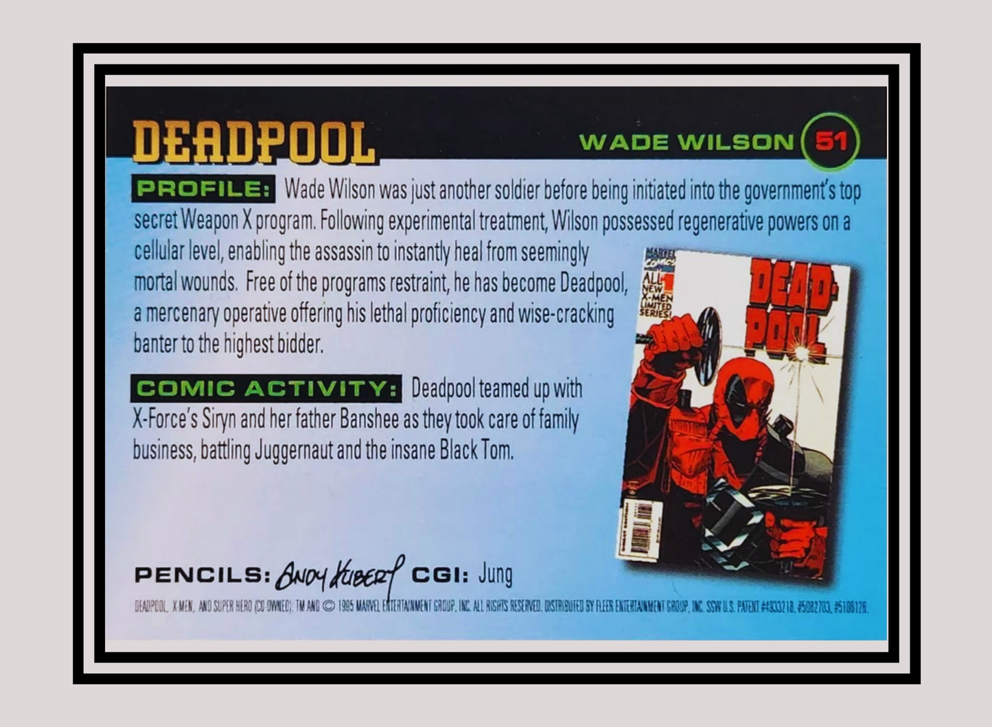 Marvel! 1x Deadpool - Base (#051 - 1996 Fleer X Men)