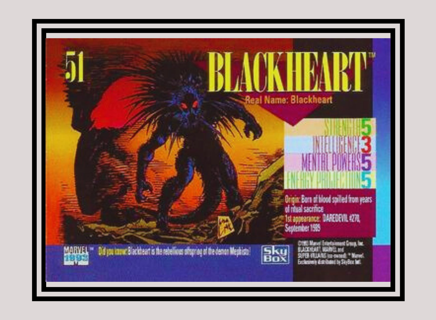 Marvel! 1x Blackheart - Base (#051 - 1993 Skybox Marvel Universe Series 4)