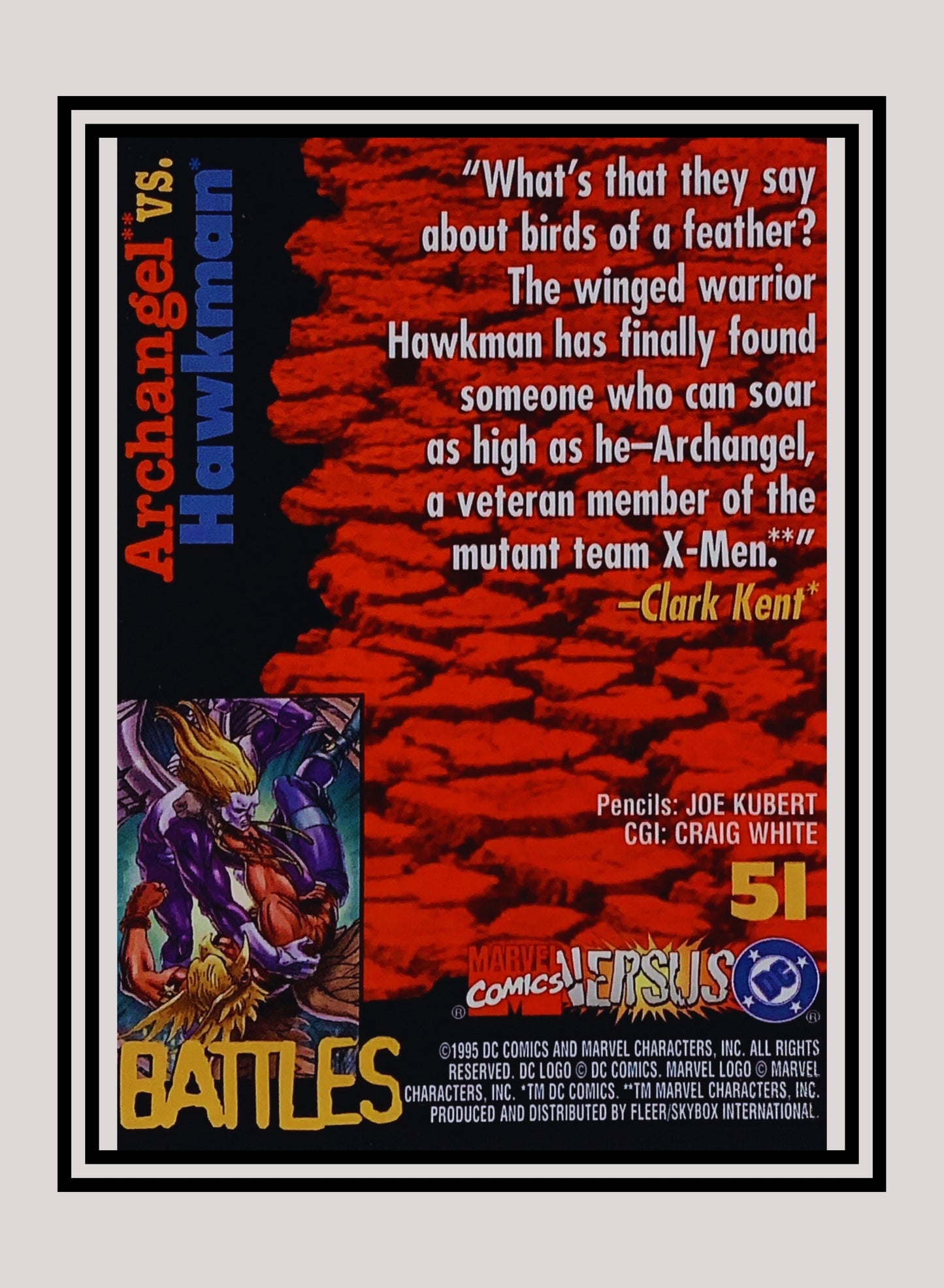 Marvel! 1x Archangel vs. Hawkman - Base (#051 - 1995 Fleer DC vs. Marvel Comics)